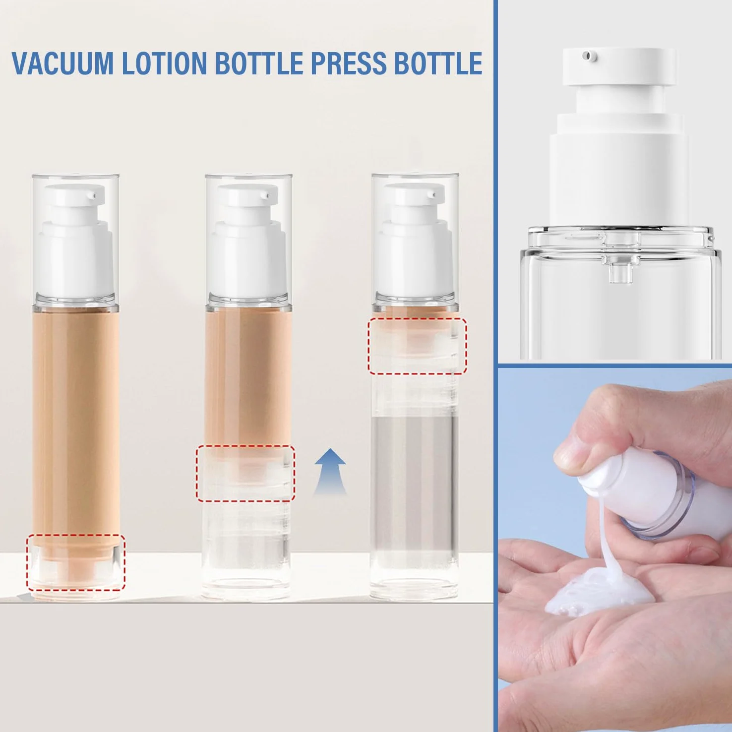 Próżniowe butelki podróżne Airless Dozownik 100 ml 6 sztuk puste na krem balsam szampon