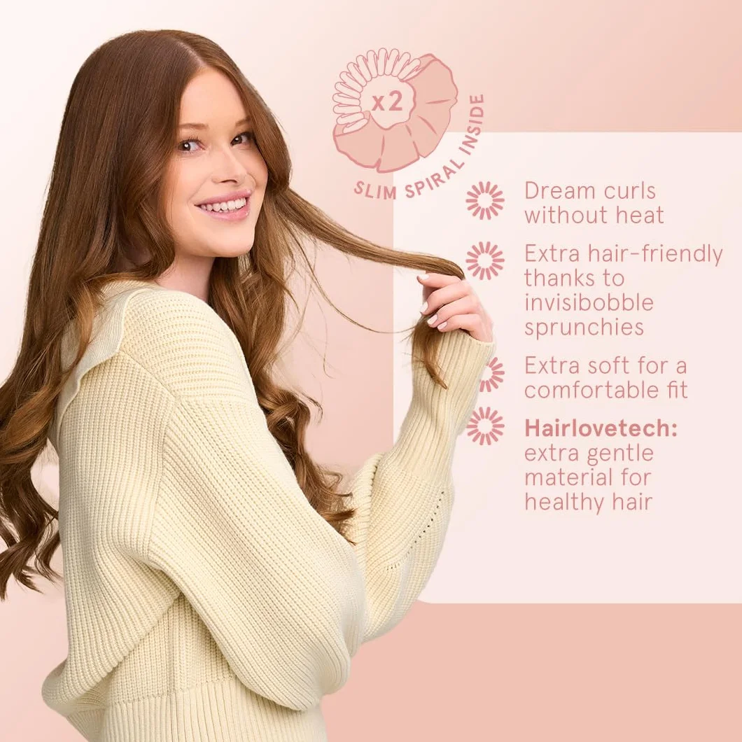 invisibobble Zestaw loków bez heatless curl I lokówka bez wysokiej temperatury antypoślizgowa I aksamitna taśma na noc I lokówka do włosów średniej długości