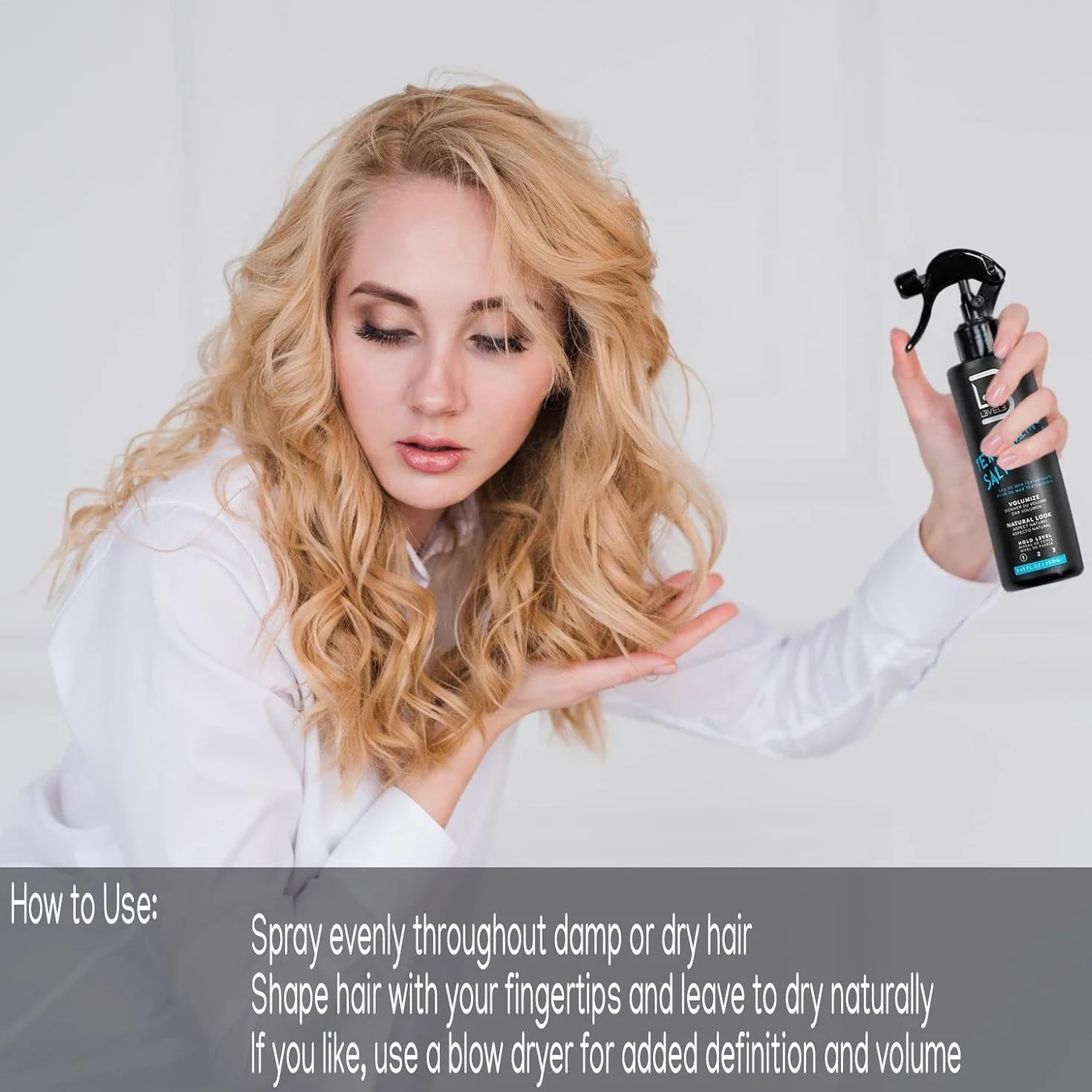 L3VEL3 Texturizing Salt Spray 250 ml Spray Teksturyzujący z Solą Objętość Naturalny Wygląd