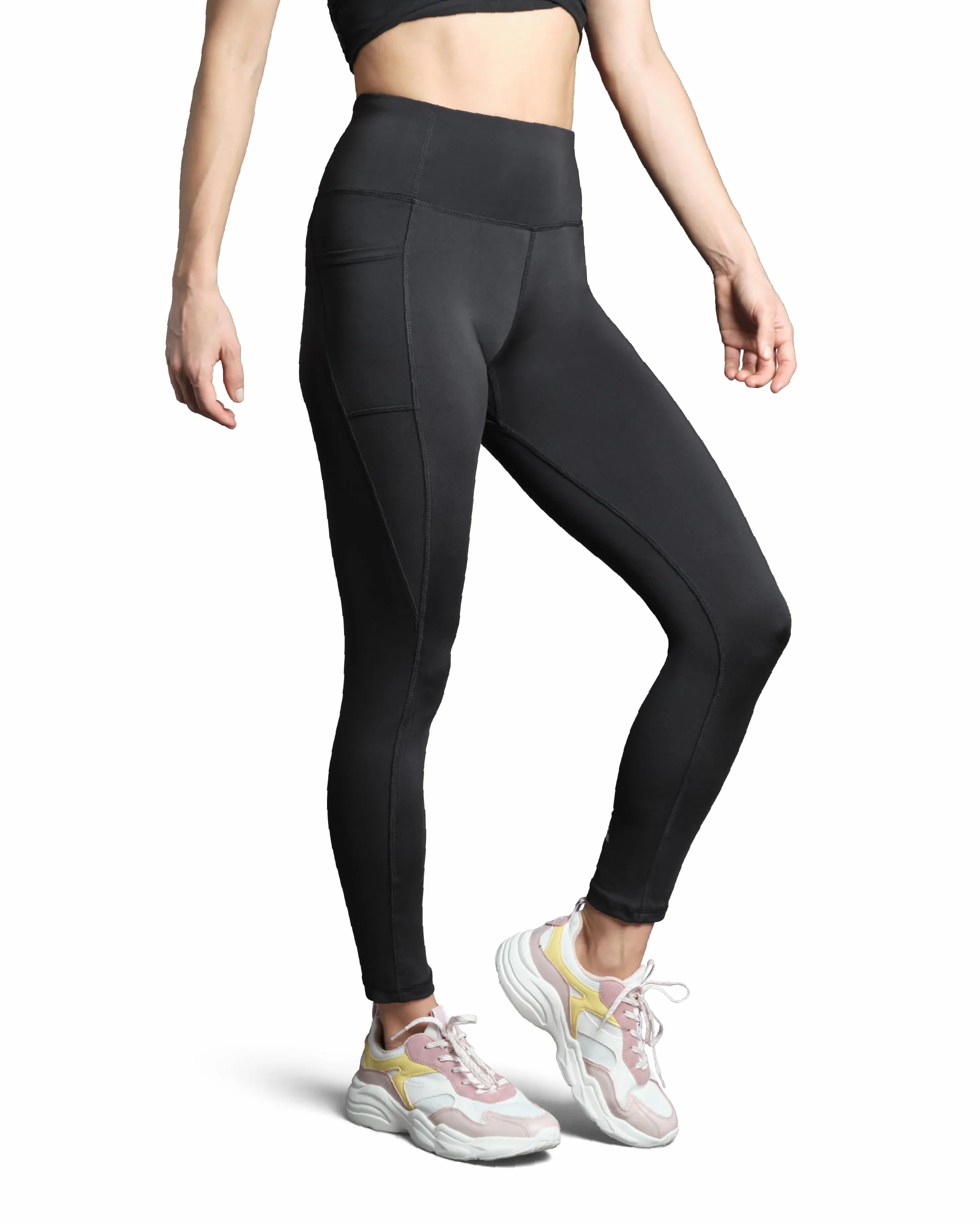DANISH ENDURANCE Damskie Legginsy Treningowe z Kieszeniami, Rozciągliwe Getry na Siłownię z Wysokim Stanem