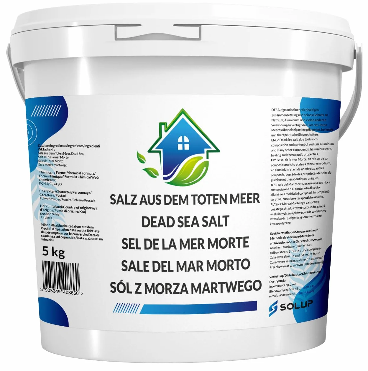 Sól do kąpieli z Morza Martwego 5 kg, naturalny dodatek do kąpieli stóp