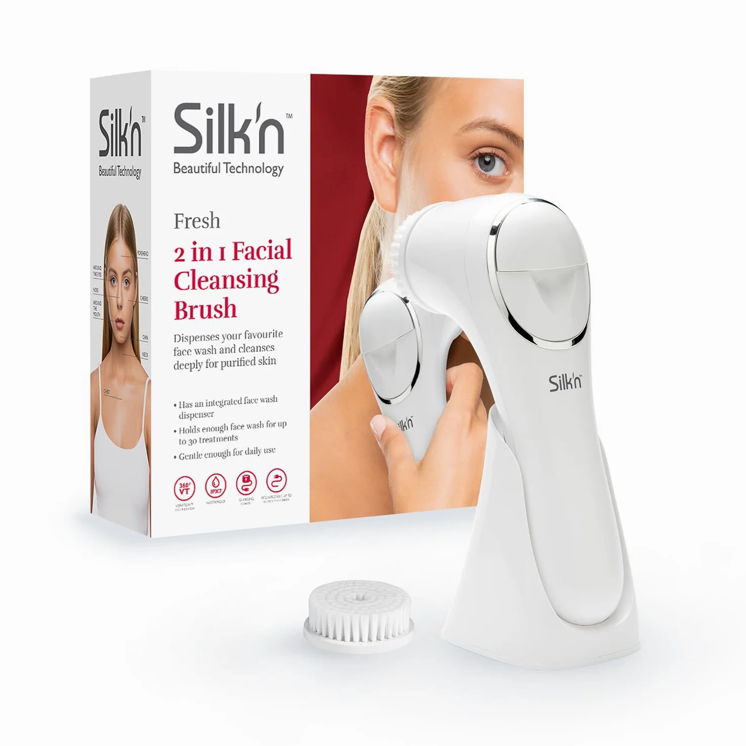 Silk'n Fresh – szczotka do oczyszczania twarzy z dozownikiem do balsamu do czyszczenia twarzy i masażu skóry
