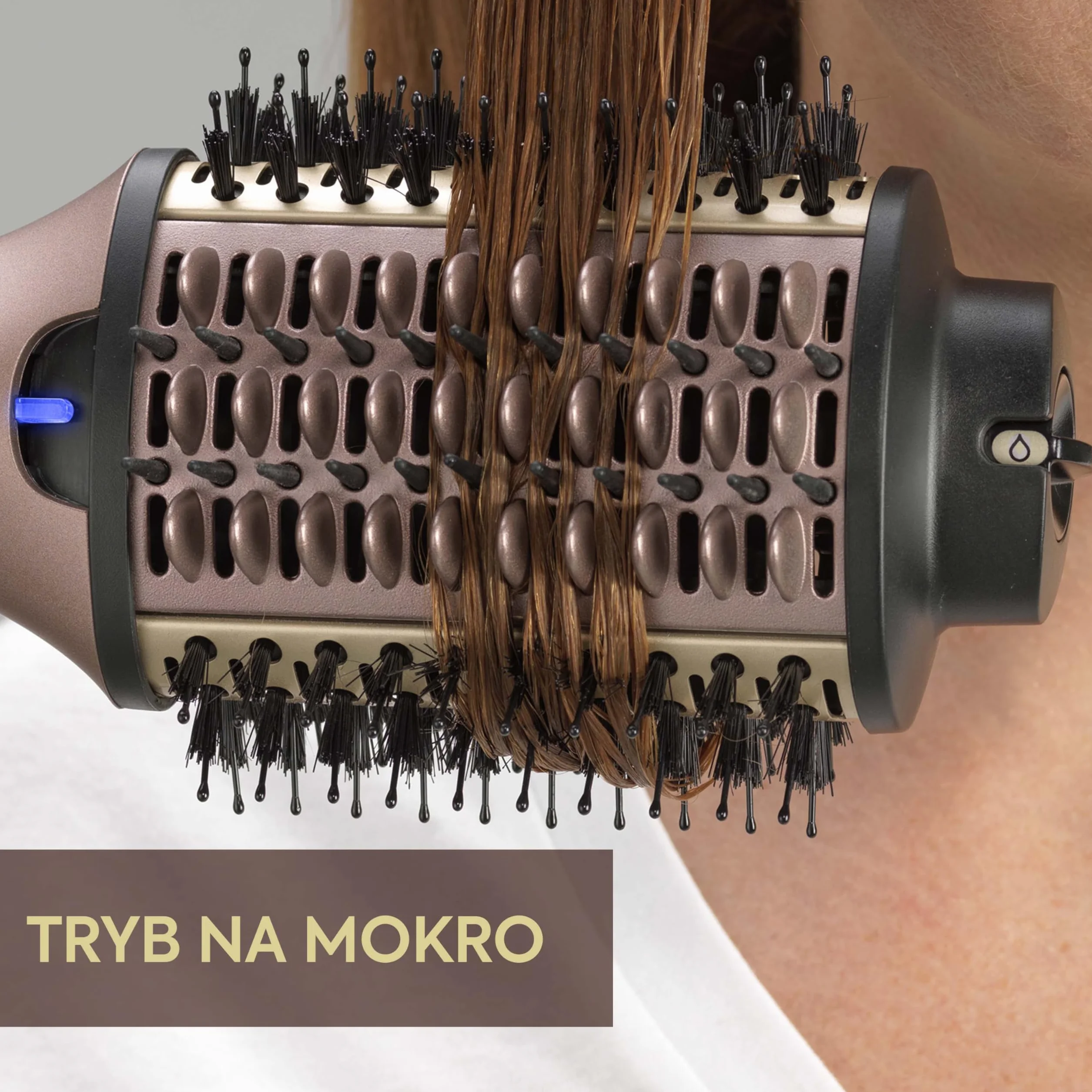 Suszarko lokówka do włosów BaByliss Air Power Volume 2 w 1 - tryby na mokro i na sucho, wygładzająca szczotka do suszenia z 3 ustawieniami temperatury, jonizacja i ceramika, złota, AS95E