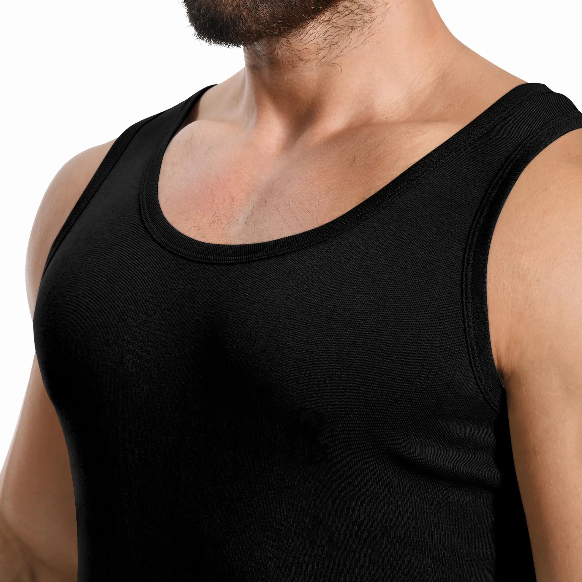 YOUCHAN Podkoszulek męski, tank top, 3 sztuk, 100% bawełna, bez rękawów, bawełna, czarny, biały