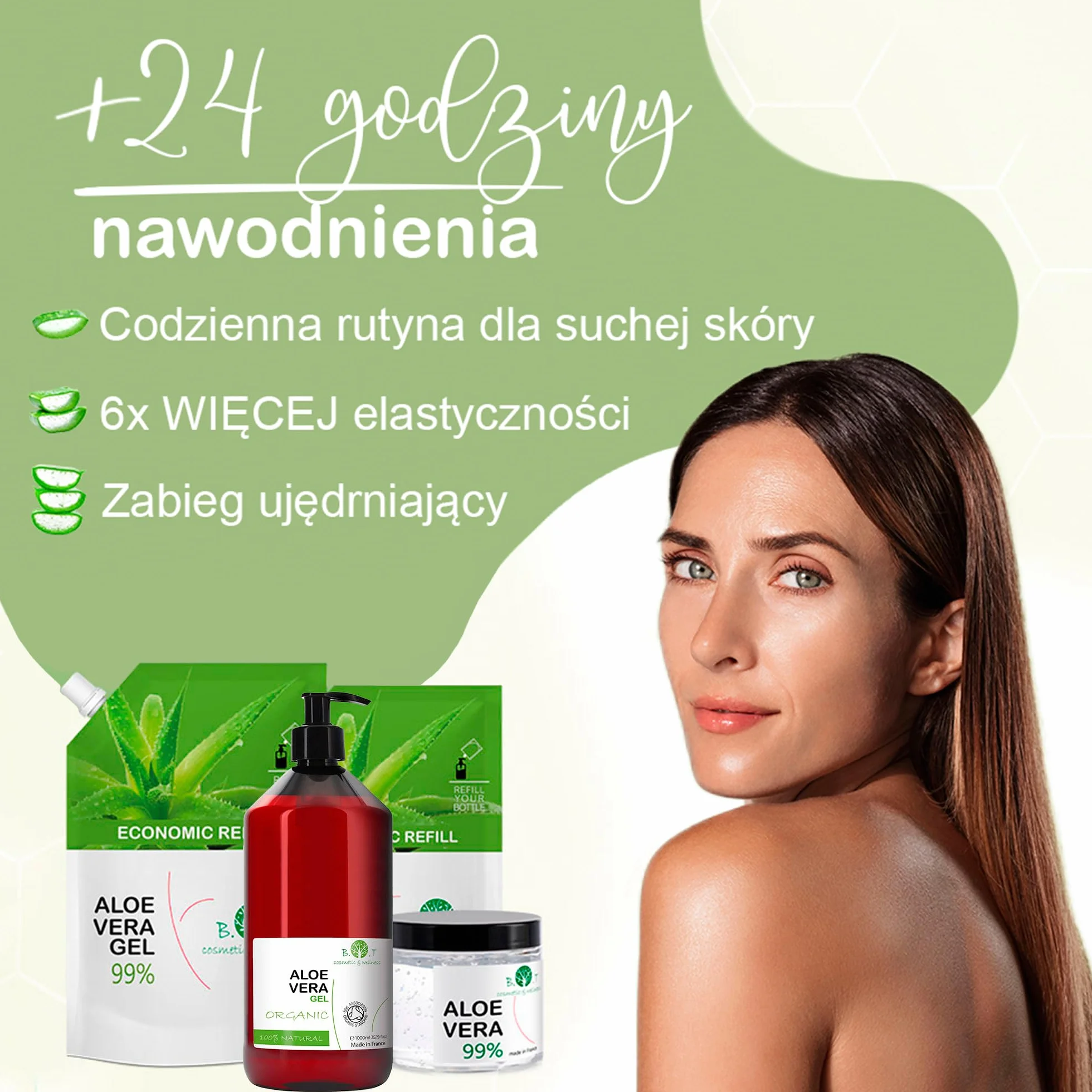B.O.T. Cosmetics & Wellness - 99% Naturalny Aloe Vera Żel 250ml | Z Alg Ekstraktem | Nawilża, Oczyszcza Skórę | Idealny dla Poparzeń Słonecznych