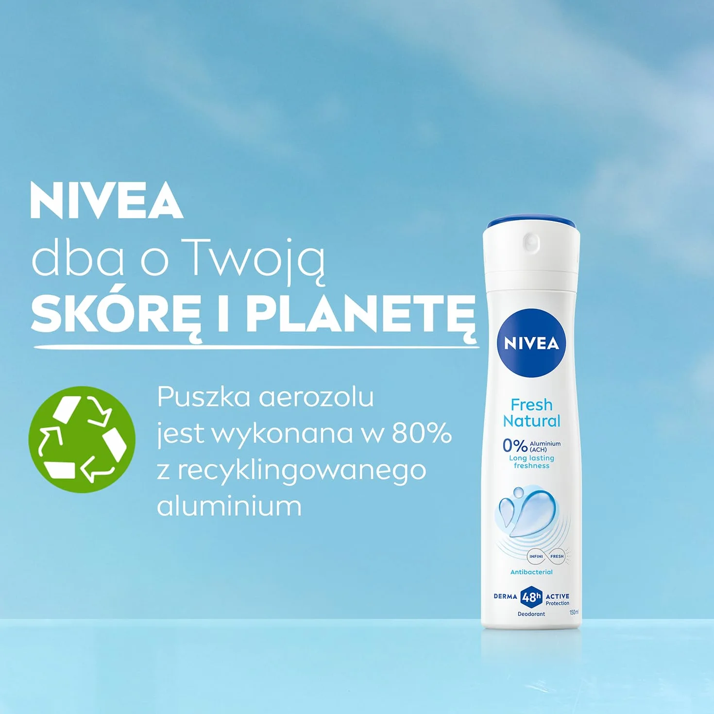 NIVEA Fresh Natural 48 H Dezodorant w sprayu dla kobiet 150 ml