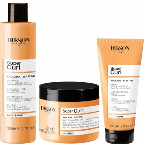 Zestaw Super Curl - krem definicji kręcone 200ml, Maska 500ml, Szampon 300ml - DiksoPrime