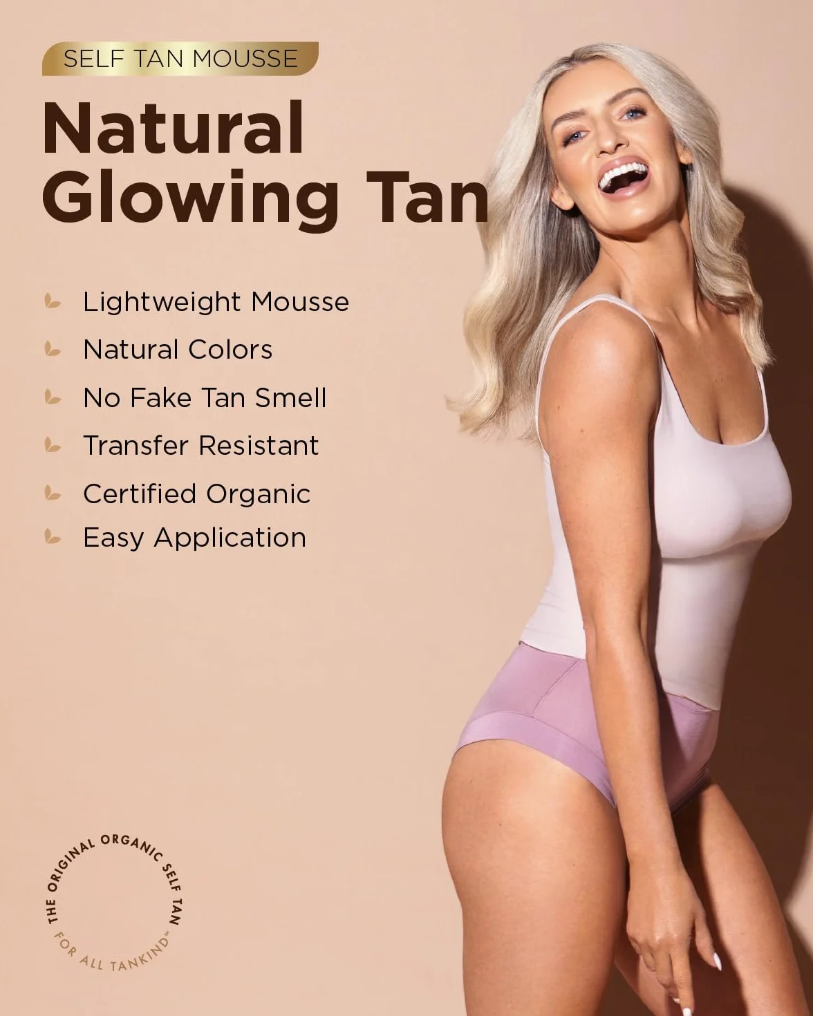 TanOrganic: Pianka samoopalająca, naturalne składniki, certyfikowane składniki organiczne, zatwierdzone przez dermatologów - 120ml