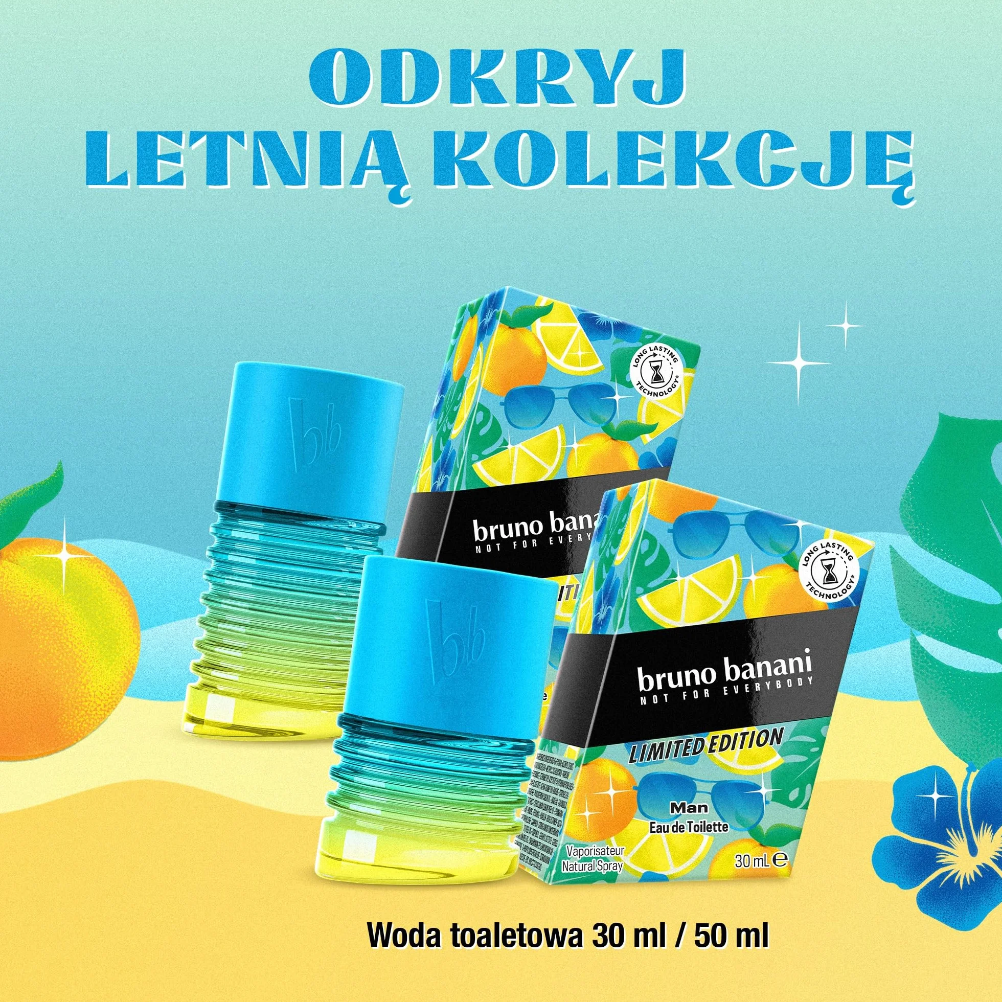 bruno banani Man Summer Limited Edition męska woda toaletowa o owocowym zapachu fougère, 50 ml