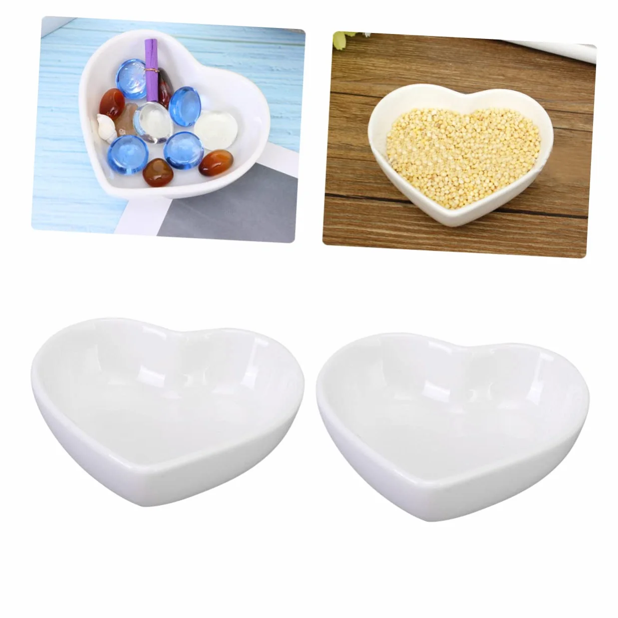 SHERCHPRY Zestaw 4 Ceramicznych Talerzy W Kształcie Serca Mała Mini Tacka Do Zdjęć Dekoracja Stołu Kuchnia