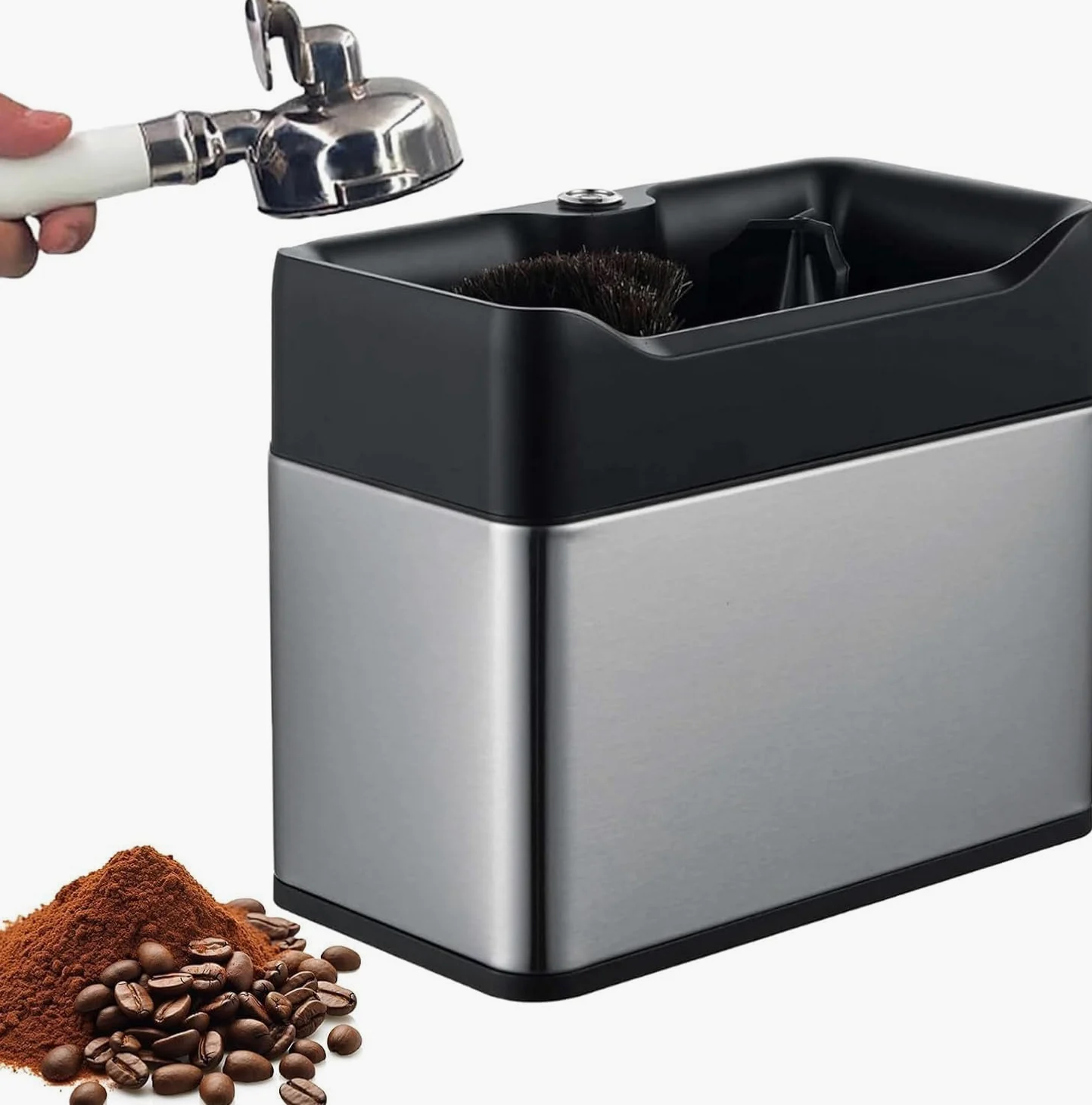 Elektryczna myjka do kolb ekspresów do kawy, ze szczotką czyszczącą i tacką | Elektryczna myjka do kolb espresso do kolb o średnicy 51–58mm, ze szczotką czyszczącą i tacką