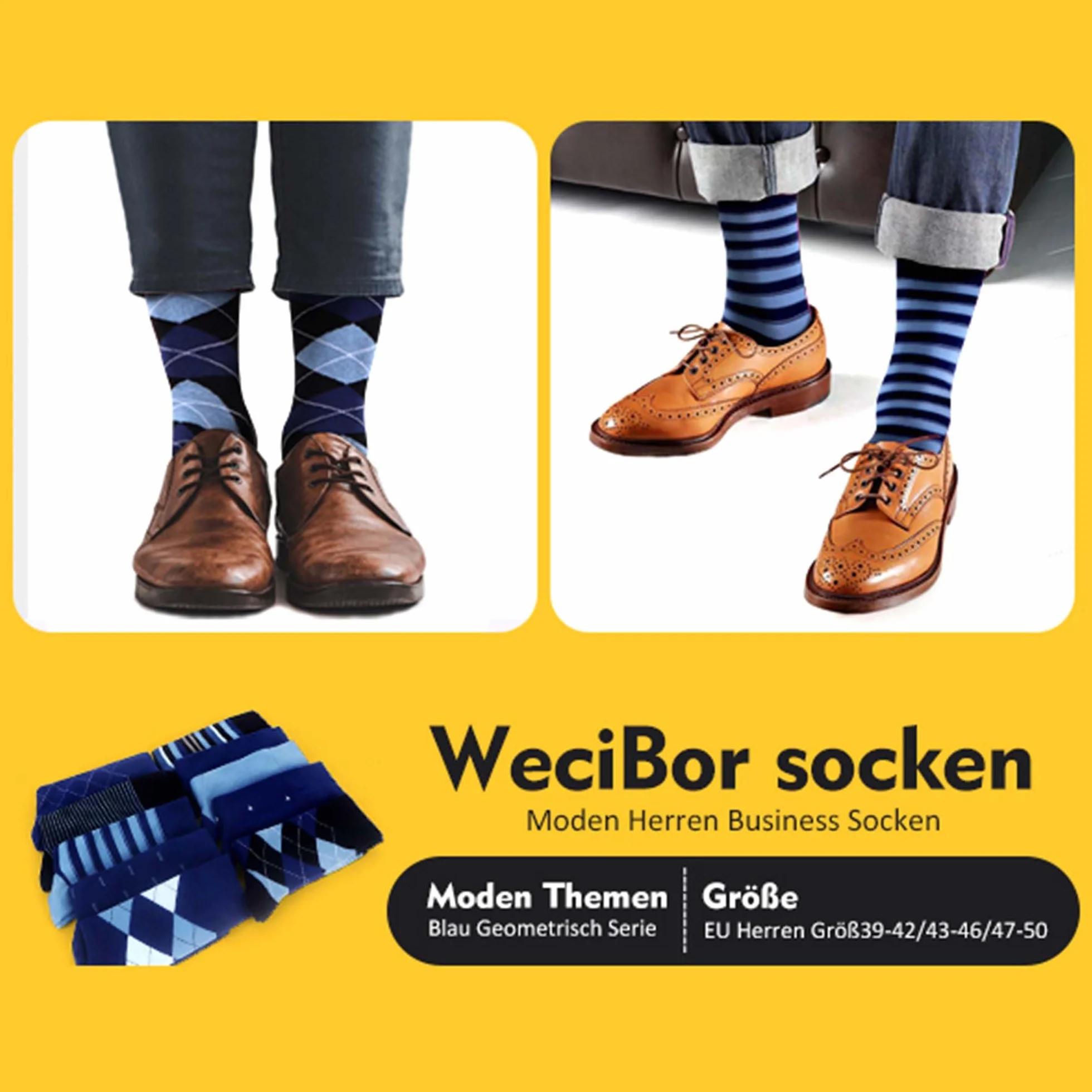 WeciBor Skarpety biznesowe, męskie, z oddychającą bawełną, bez szwów, 6/12 par