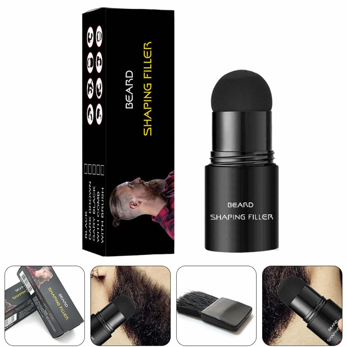2 Zestawy puder do brody Kształtowanie brody Narzędzia do stylizacji brody Makijaż brody Gęsty zarost modelacja Korektor lokówki pręt wypełniający Człowiek podsadzkarz Plastikowy