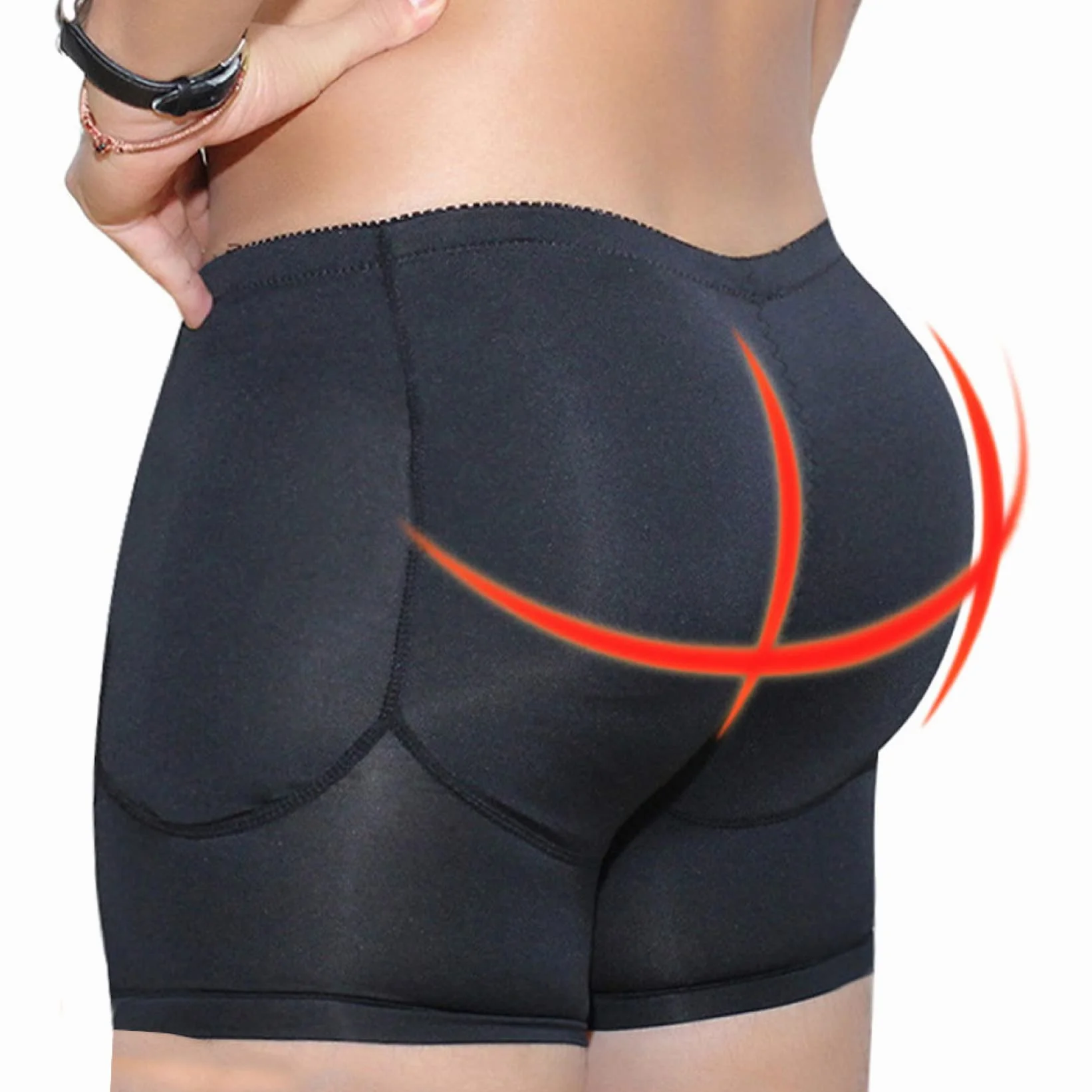 Męskie spodenki wzmacniające pośladki z niskim stanem z wkładkami, szczuplejsze bokserki modelujące sylwetkę Butt Shaper Plus rozmiar
