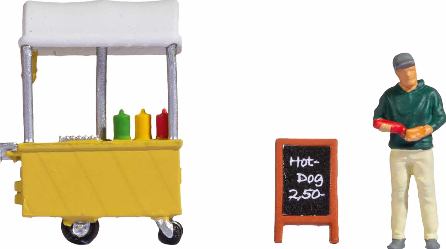NOCH Tiny-Scenes "Hot-Dog Stand", model stojak na jedzenie z tworzywa sztucznego, ręcznie barwiony na tor H0