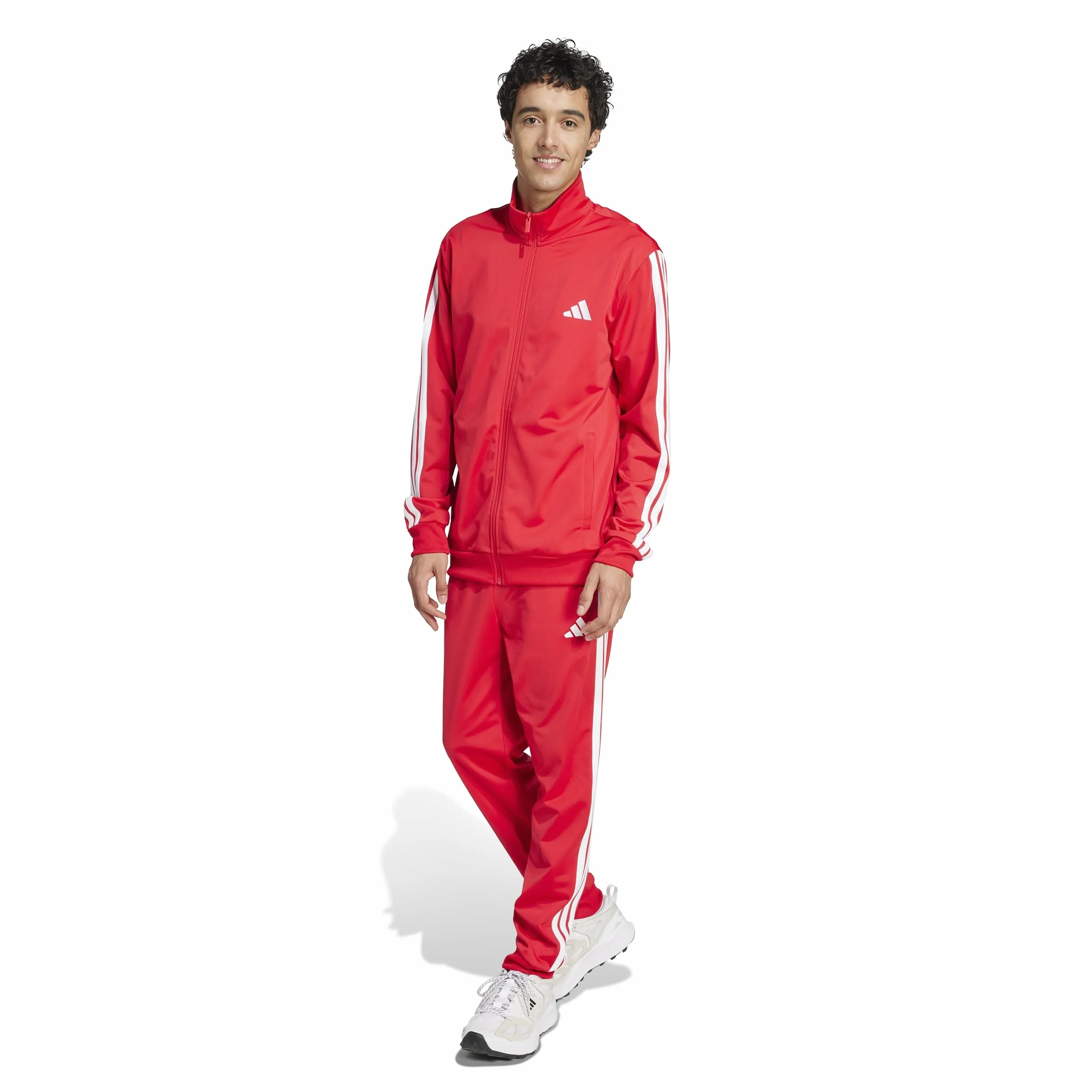 adidas heren SPORTSWEAR BASIC 3 STRIPES TRICOT TRACKSUIT, pure ruby/white, L