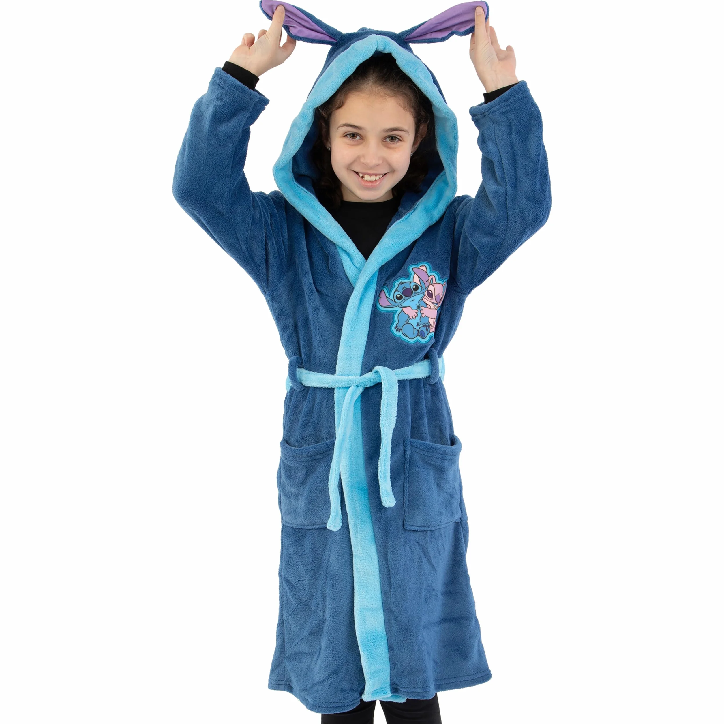 Disney Lilo i Stitch Szlafrok | Szlafrok z Kapturem | Polarowy Szlafrok z 3D Uszami | Oficjalny Produkt Stitch