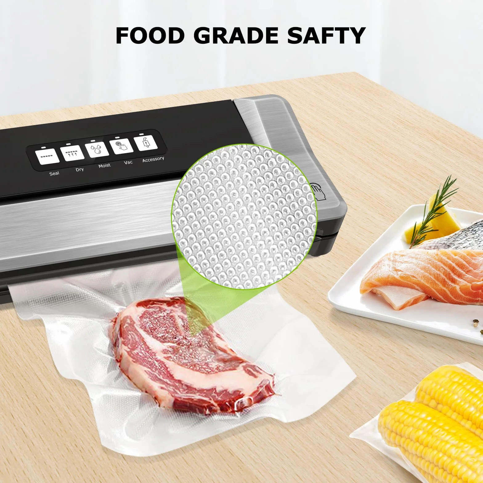Bonsenkitchen Profesjonalne Worki Próżniowe, do Wszystkich Zgrzewarek Próżniowych, bez BPA, Odporne na Gotowanie, Worki do Zamrażania, do Sous Vide, 20 x 30 cm, 100 Worków