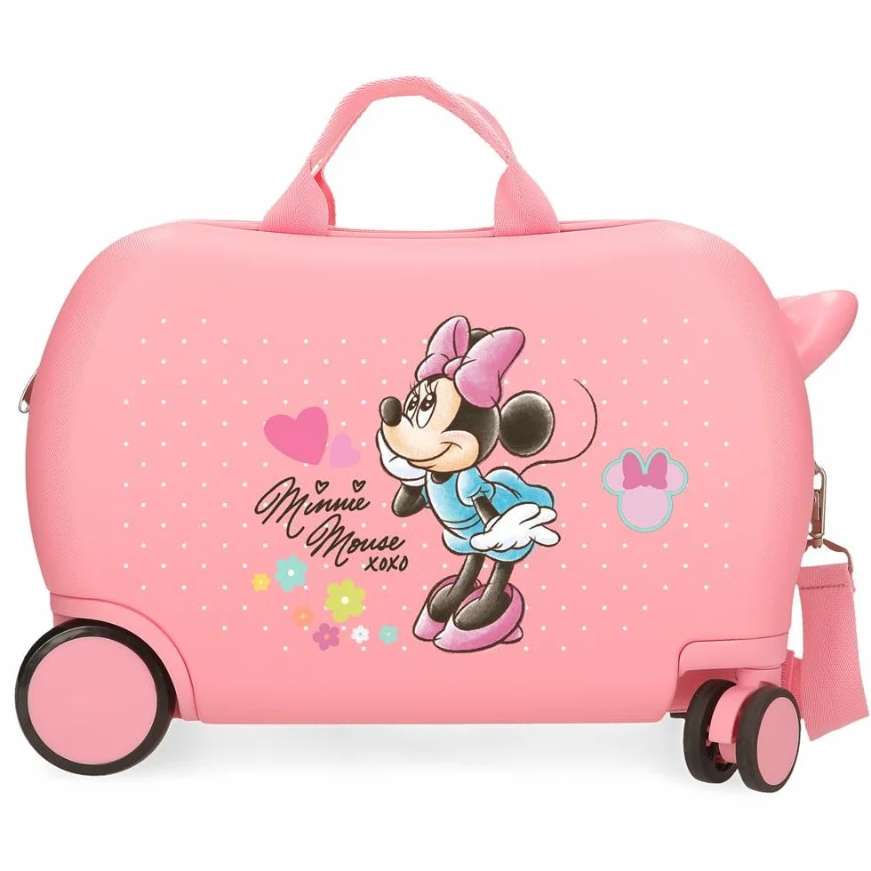 Disney Torby Joumma, Minnie Imagine, walizka kabinowa, walizka dziecięca, wykonane z ABS, jeden materiał, wielokierunkowe podwójne kółka na cztery koła, boczne zapięcie szyfrowe., Różowy kolor