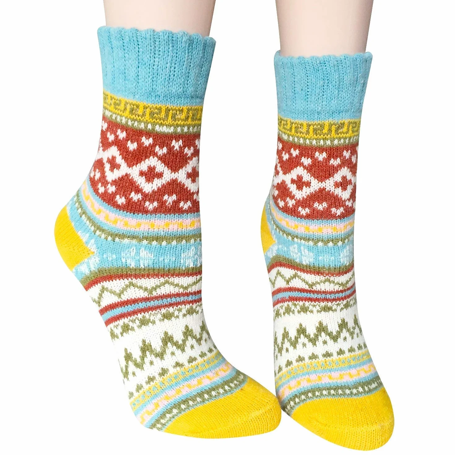 YSense Snug skarpety wełniane, dzianinowe skarpety zimowe, damskie skarpety termiczne, 5 par, 36-41 EU