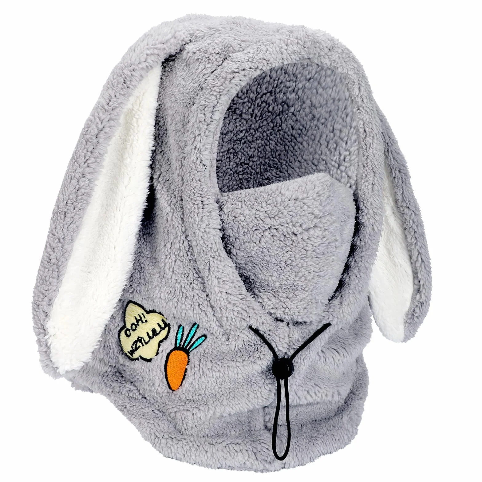 PHOGARY Kominiarka czapki zimowe dla kobiet, kaptur sherpa, maska narciarska, królik, narty, unisex, wiatroszczelna osłona na twarz, na zimę, termiczna drzemka, kaptur, damska puszysta kominiarka