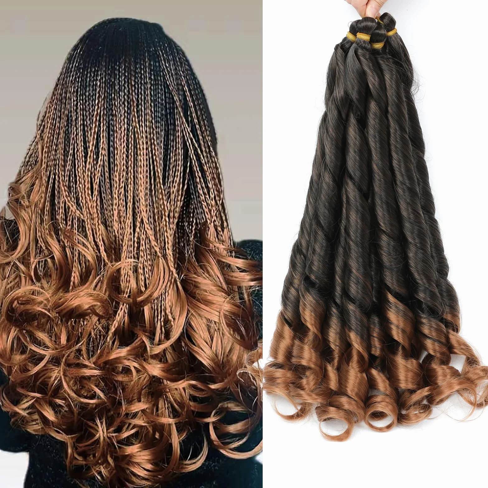 French Curly Braiding Hair dla kobiet (T30#, 22 cal (opakowanie 6))