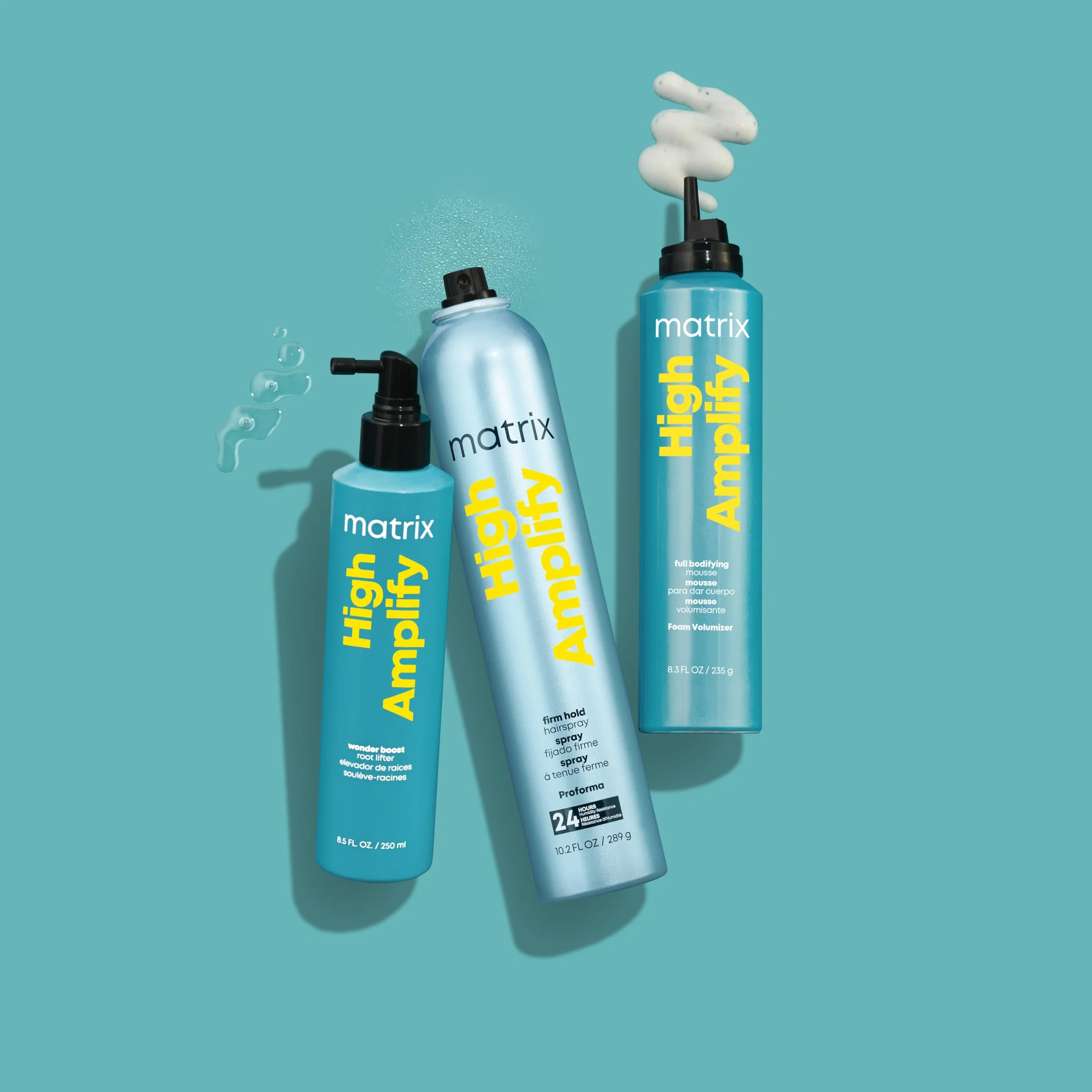 Matrix Pianka objętościowa do cienkich i błyszczących włosów, długotrwała objętość i szlachetny połysk, pianka High Amplify Volume Foam, 1 x 250 ml