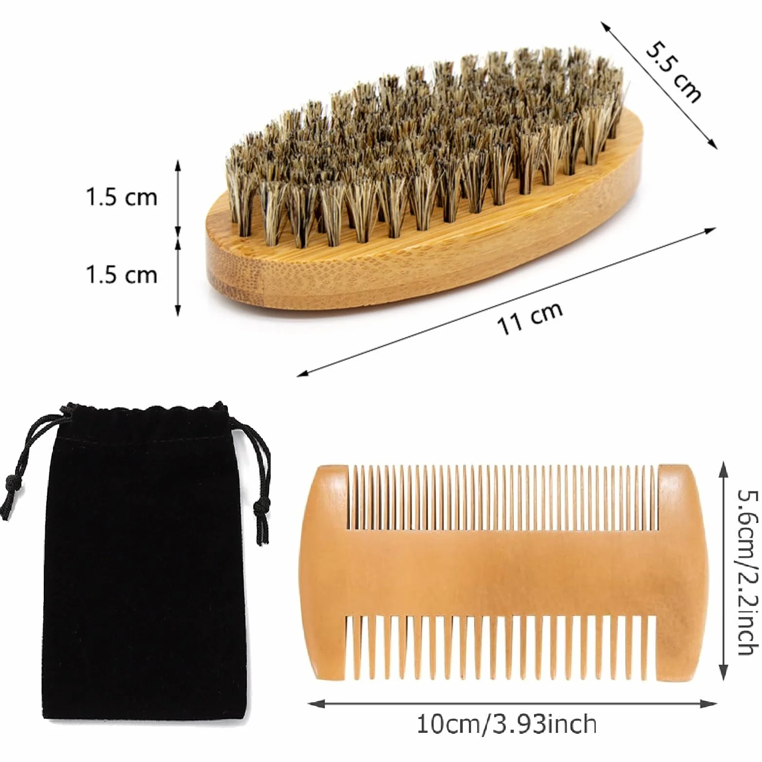 Zestaw grzebienia i szczotki do brody, szczotka do brody z włosiem z dzika, grzebień do brody dla mężczyzn, szczotka do brody z drewna i grzebień do brody, Beard Comb, szczotka do brody dla mężczyzn