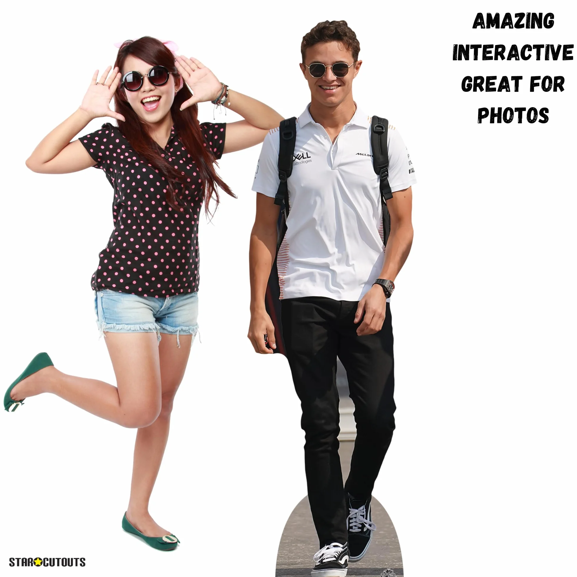 Star Cutouts CS943 Lando Norris Motor Racing Casual Lifesize Kartonowe wycięcie z Mini Standee