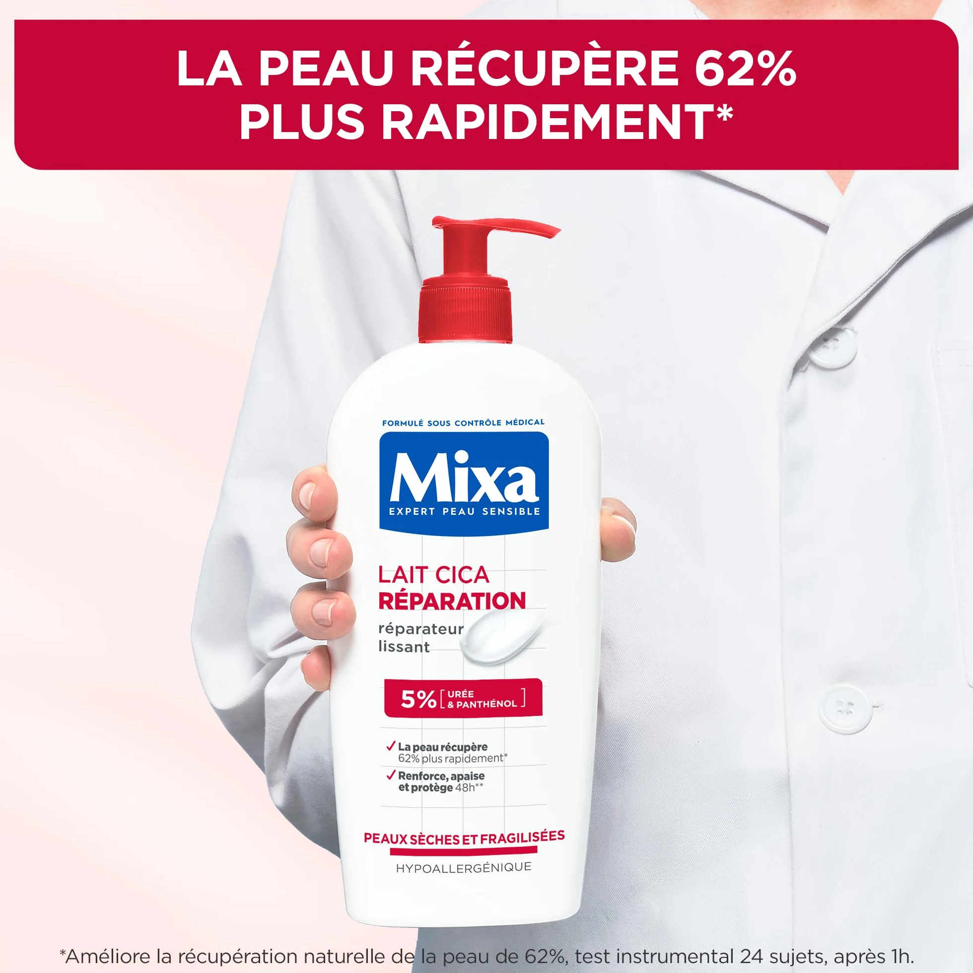 Mixa Ekspert Skóra wrażliwa - Naprawa Mleka Cica - Długotrwała naprawa - Skóra sucha i szorstka - Hipoalergiczna - 400 ml