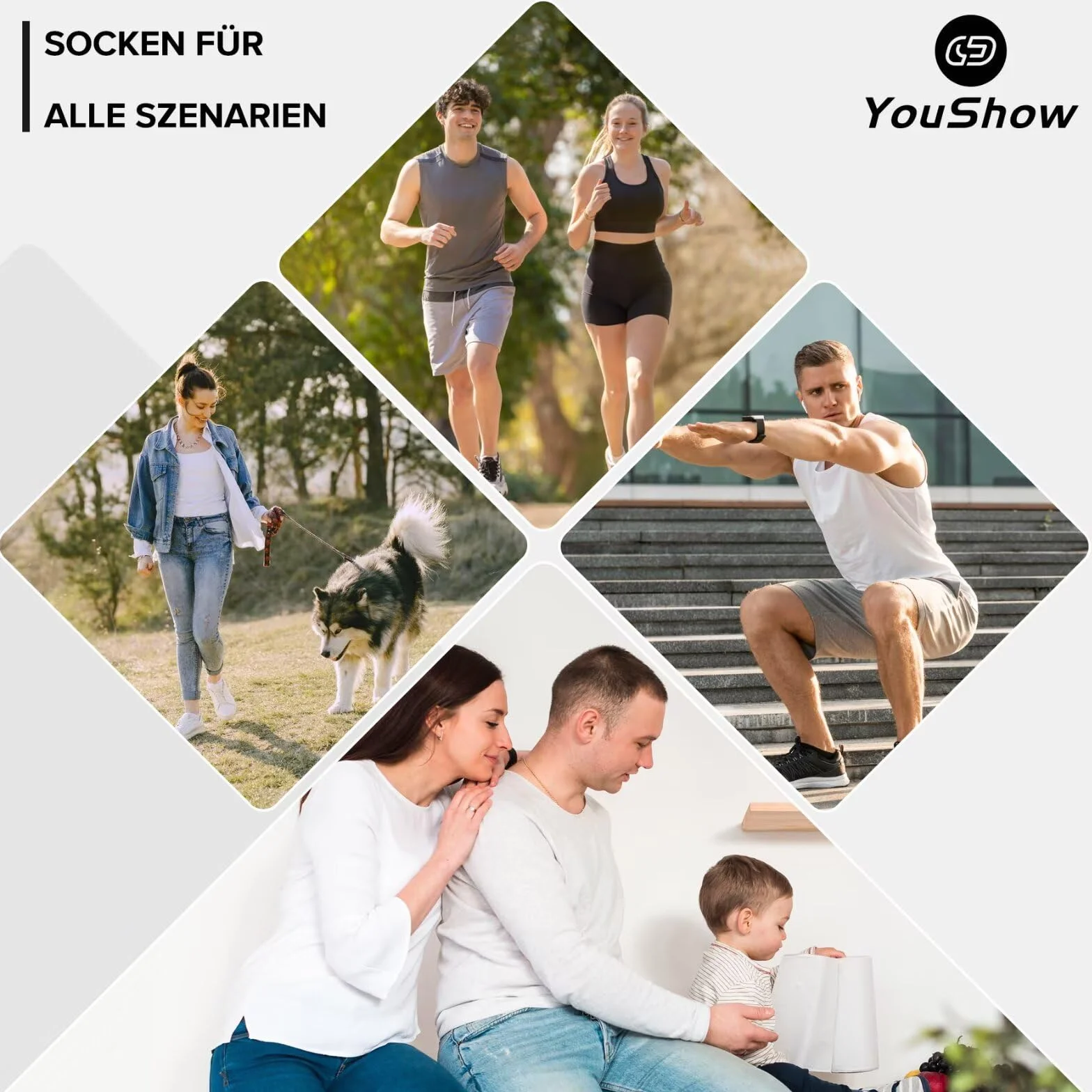 YouShow Skarpety do sneakersów dla mężczyzn i kobiet, 10 par, bawełna organiczna, krótkie skarpetki, skarpety do kostki, uniseks, jednolite, czarne, białe, szare