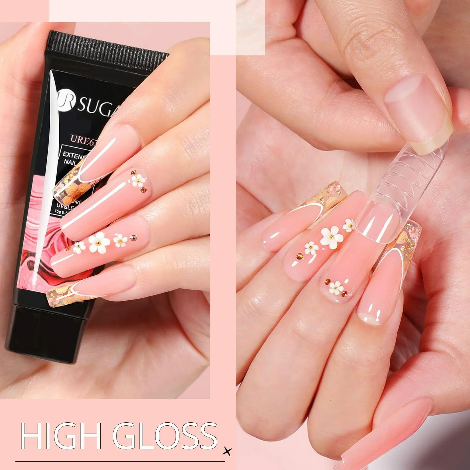 UR SUGAR zestaw startowy polygelu z lampą UV 36W, 6 kolorów polygel w tubach