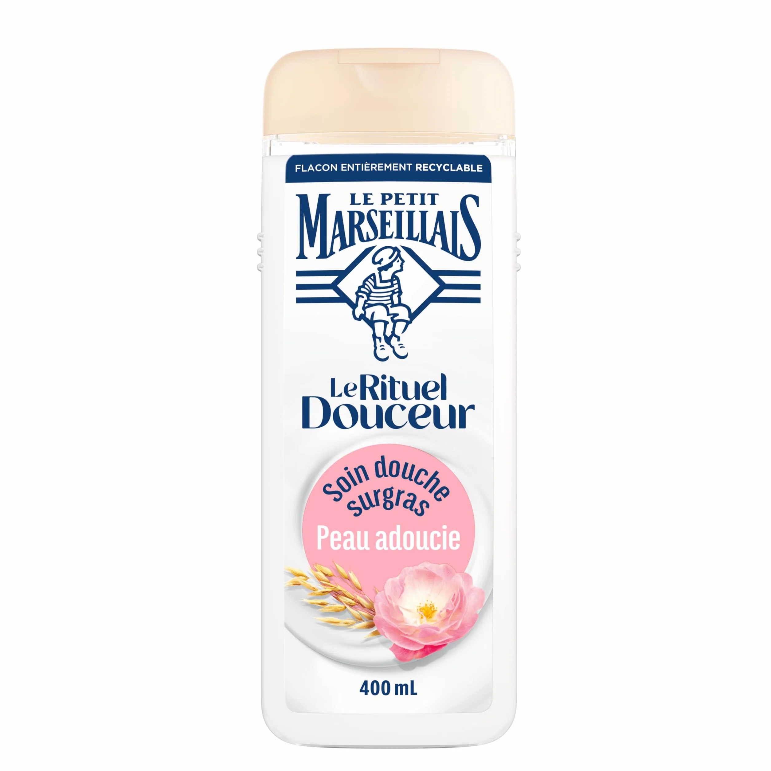 Le Petit Marseillais - Nadtłuszczowa pielęgnacja pod prysznic mleko owsiane i różowe perfumy - The Ritual Douceur (butelka 400ml) - Intensywny krem pod prysznic