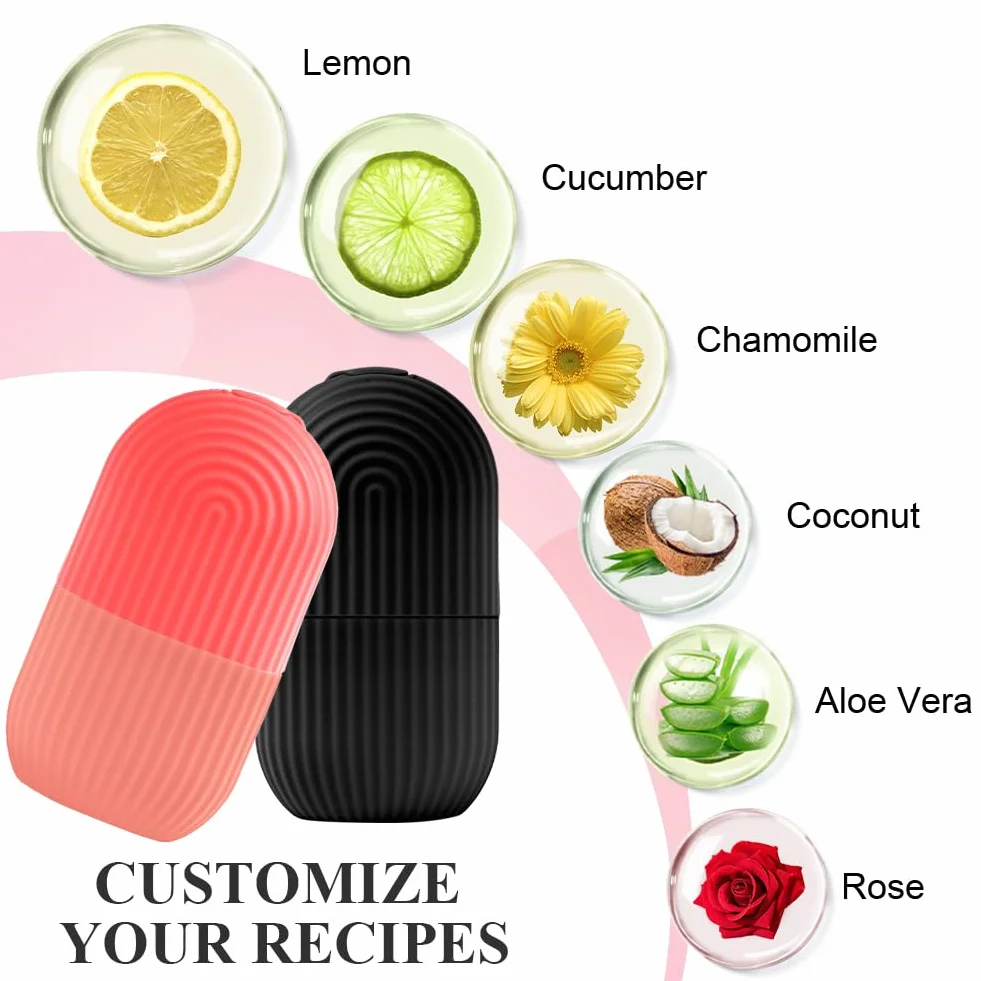flintronic Ice Face Roller, silikonowy wałek do lodu, wielokrotnego użytku, narzędzia do pielęgnacji skóry dla jędrnej skóry, minimalizują linie oczu, rozjaśnia twarz (czarny)