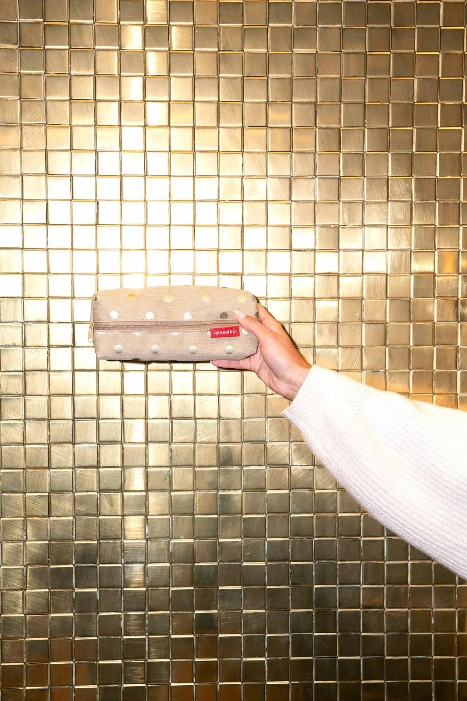 Reisenthel beautycase zestaw kosmetyczki i prostokątnej kosmetyczki Kawa metaliczne kropki