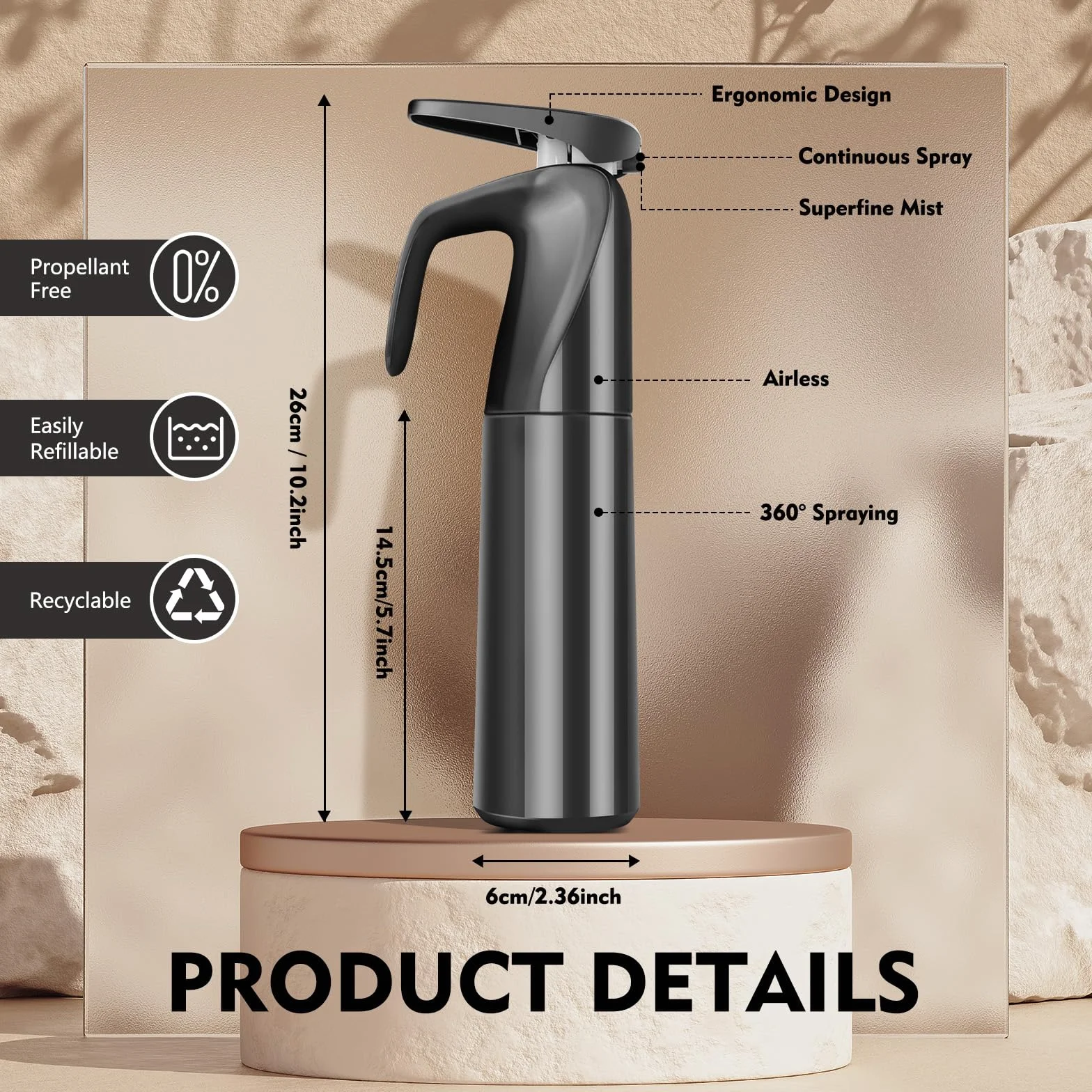 Romon Spray do włosów, 300 ml rozpylacz wody, butelki z rozpylaczem butelka z rozpylaczem, ultra drobny ciągły rozpylacz ciśnieniowy fryzjerski, akcesoria fryzjerskie, butelka z rozpylaczem do roślin,