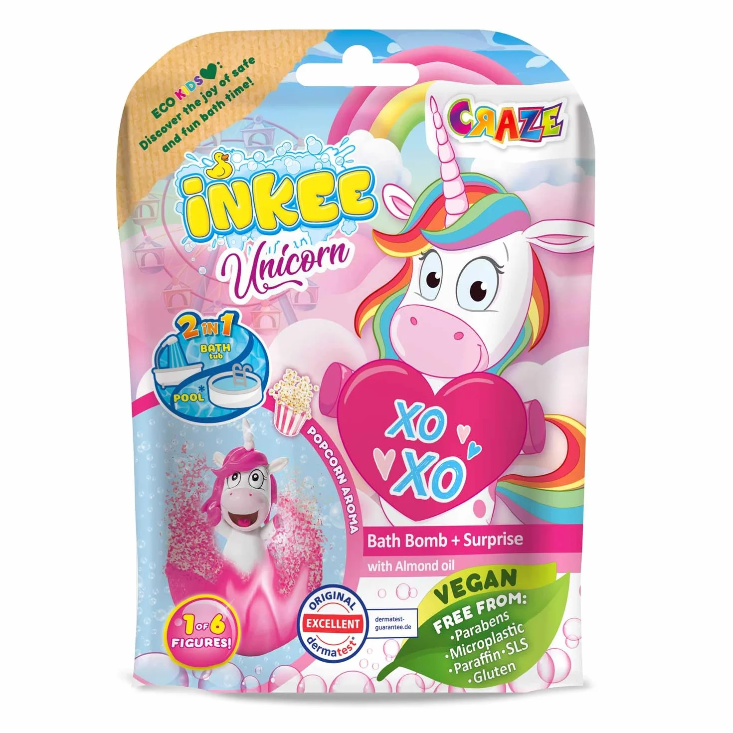 INKEE Świnka Peppa Zestaw 3 Bomb Kąpielowych z Figurkami Peppa Pig, Musujące Kule dla Dzieci z Niespodzianką, Zapach Truskawkowy, 3szt