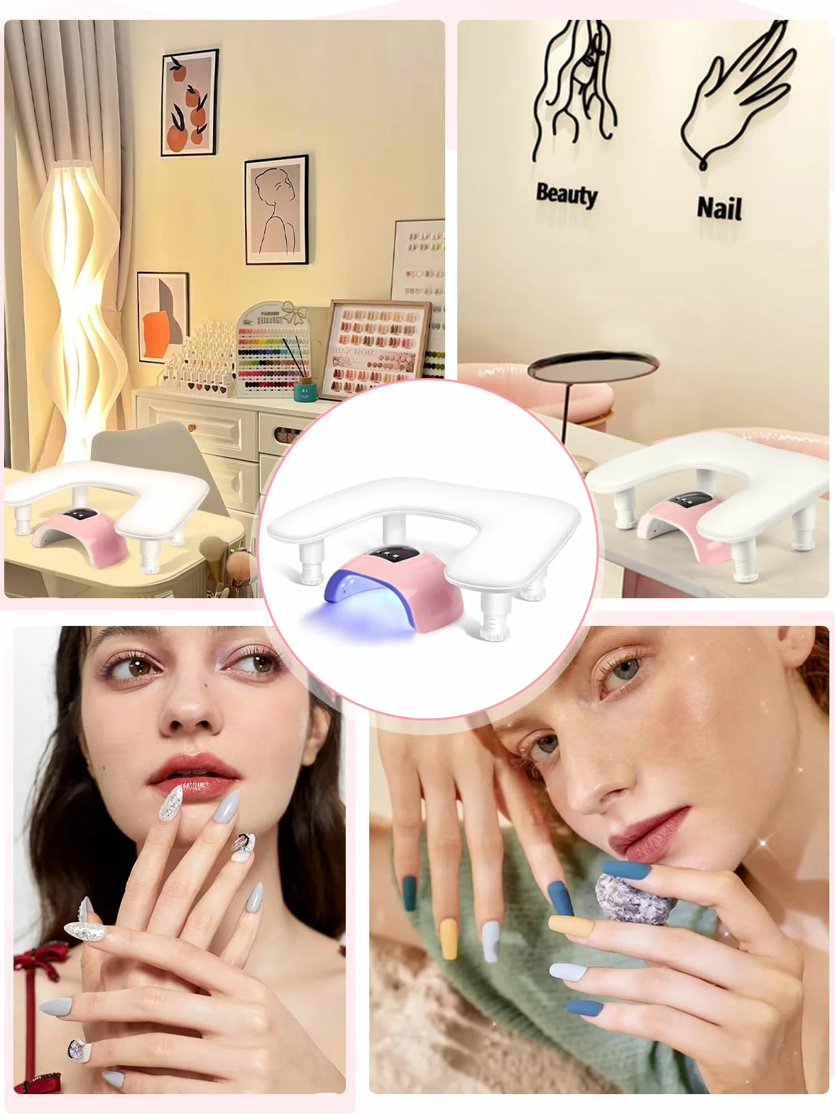 Podłokietnik do paznokci do manicure: biała regulowana wysokość podpórka dłoni do paznokci - skórzana poduszka do paznokci dla początkujących profesjonalnych manikiurzystów salon paznokci