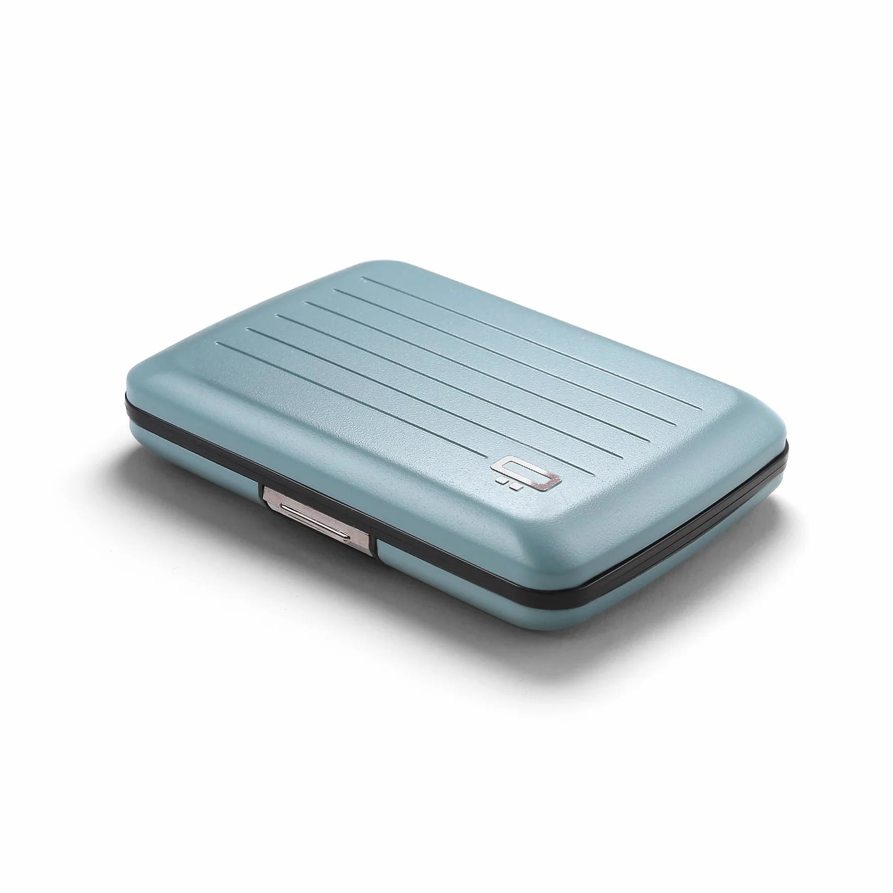 Aluminiowe etui na karty z metalowym zamkiem, ochrona RFID przed oszustwami i demagnetyzacją, kompaktowy portfel, model Smart Case OSLO (Matowa Farba Arctic Blue)