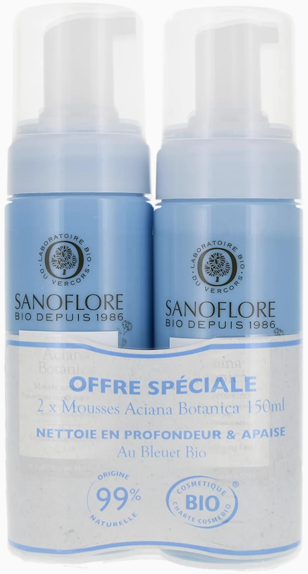 Sanoflore Aciana Botanica pianka do czyszczenia, 2 x 150 ml
