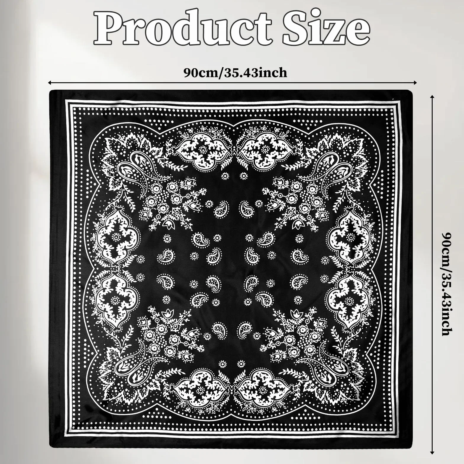 Damskie jedwabne chusty, 90 x 90 cm, miękkie, kwadratowe, jedwabne chusty, bandana, jedwabna chustka, dekoracja, na głowę, prezent dla kobiet (czarne)