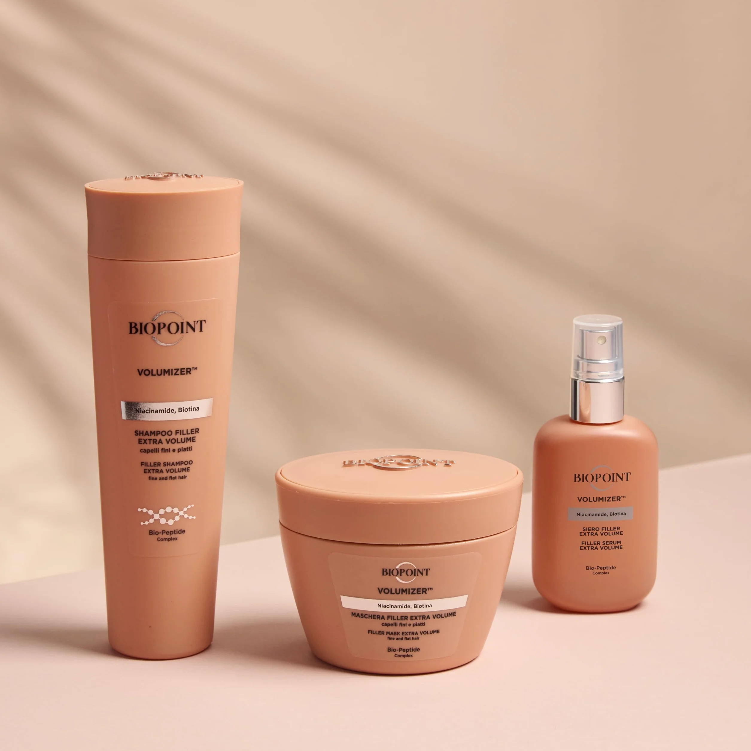 Biopoint Volumizer serum do włosów zwiększające objętość, wypełniacz o dużej objętości, do cienkich i płaskich włosów, efekt utrwalania, nadaje włosom objętościowym i pełnym, 50 ml