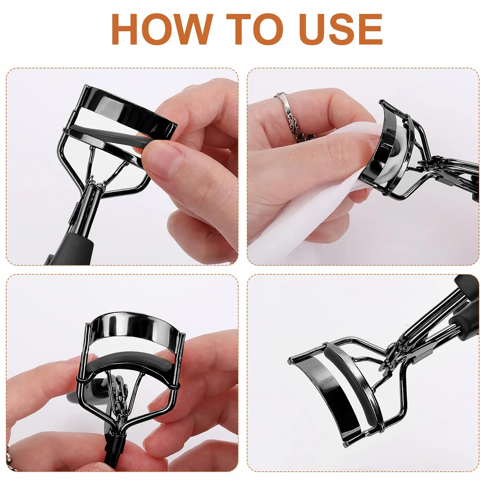 Gjinxi Zalotka do rzęs ze stali nierdzewnej z 10 zapasowymi wkładkami silikonowymi dla kobiet, metalowy eyelash curler do makijażu oczu, uniwersalne narzędzie do oddzielania rzęs, do wszystkich