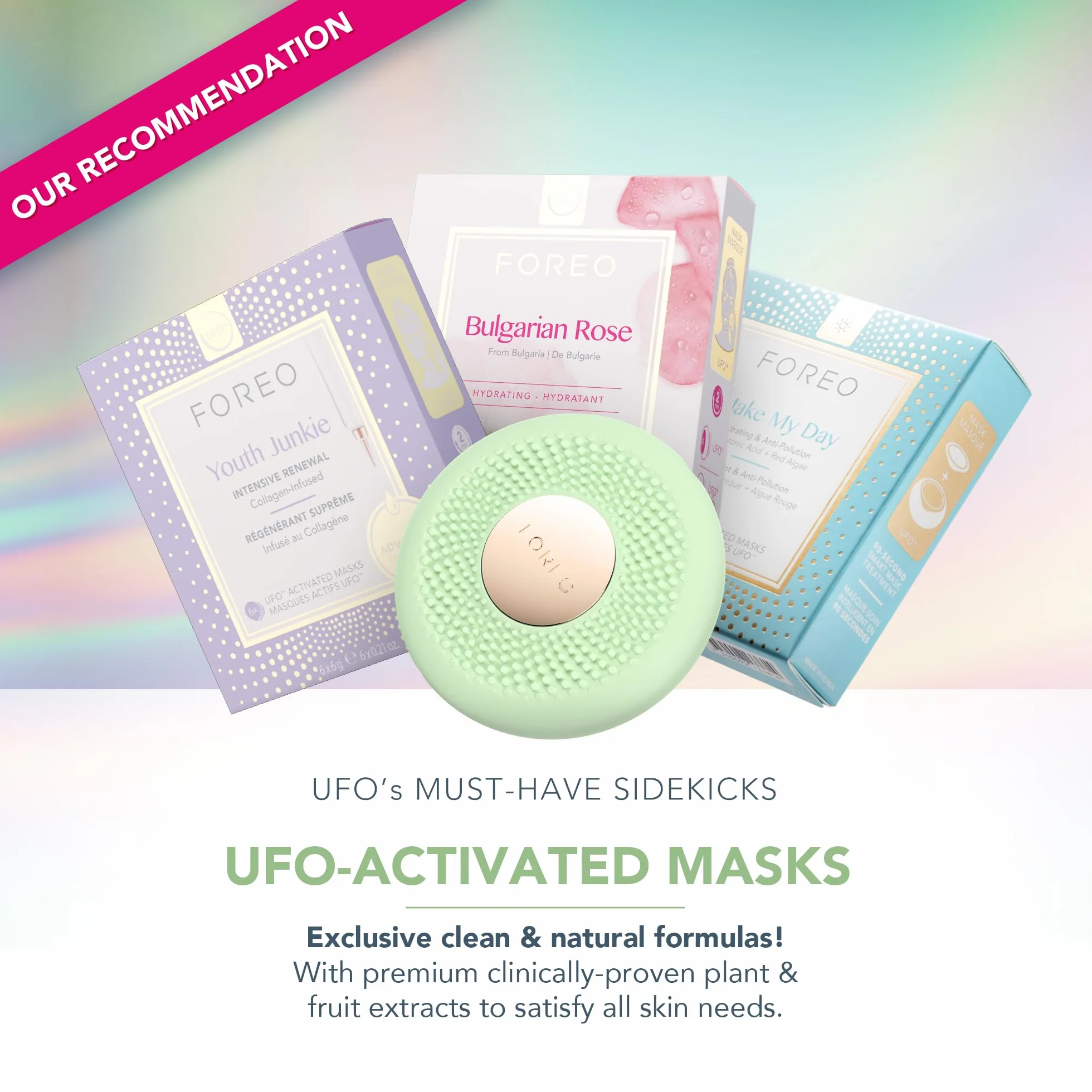 FOREO UFO 3 go urządzenie do pielęgnacji skóry twarzy w podróży – krem nawilżający – pielęgnacja przeciw starzeniu się skóry – pełne spektrum LED i terapia światłem czerwonym – terapia termoterapia –