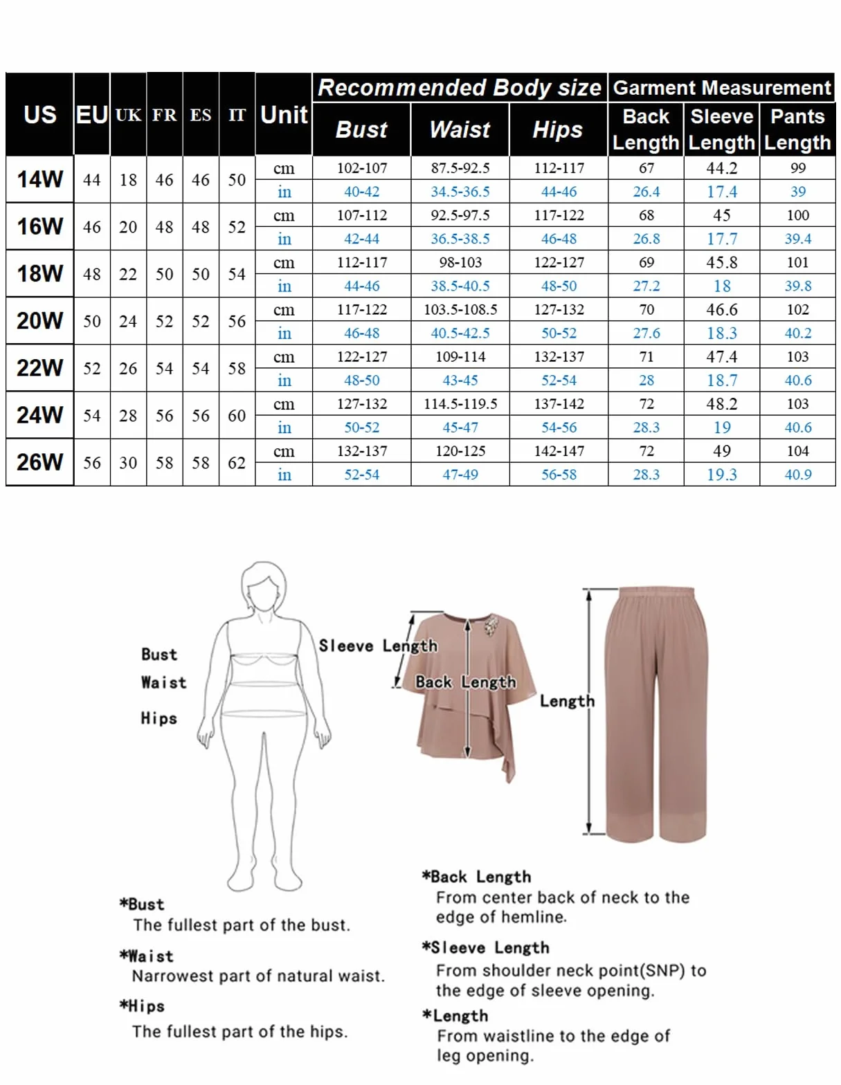 Hanna Nikole Damskie eleganckie zestawy garniturów wieczorowych plus size, 2-częściowy zestaw, przyjęcie koktajlowe, odświętne spodnie, dwuczęściowy strój szyfonowy, koszula i spodnie z wysokim stanem
