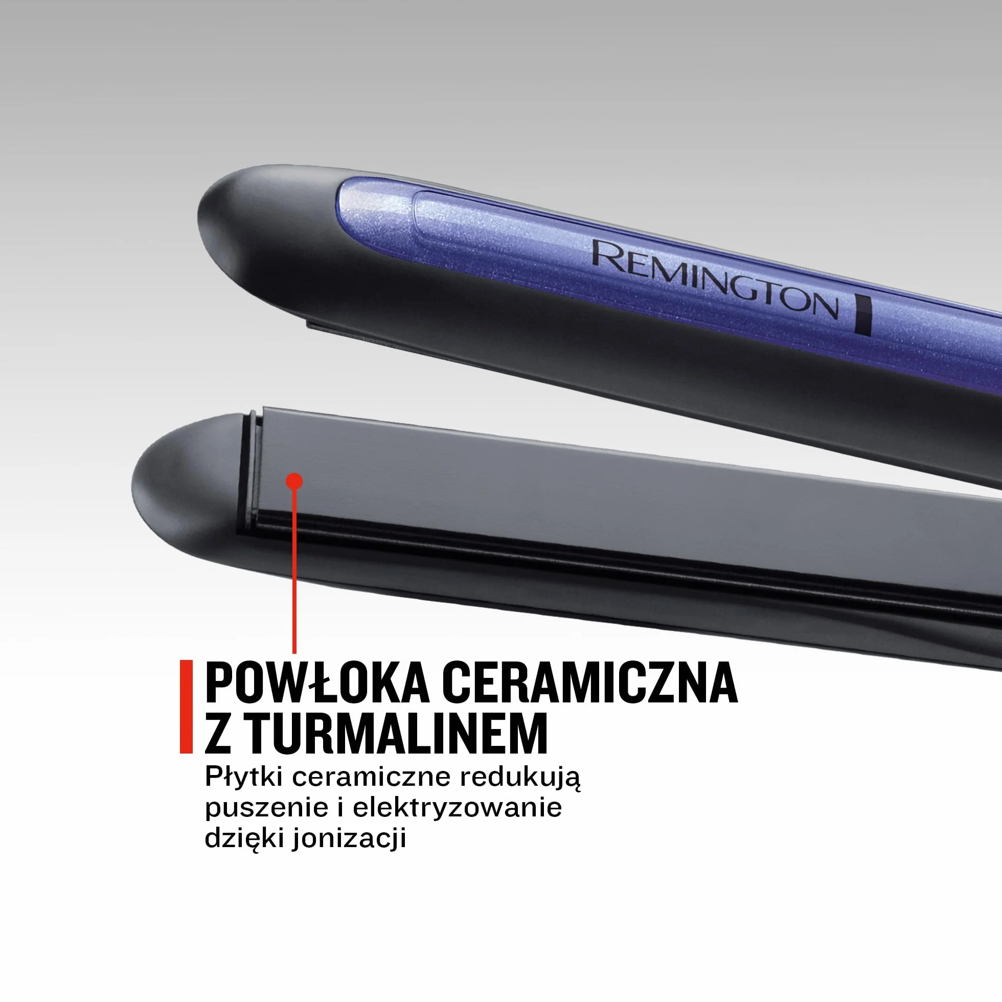 Remington prostownica do włosów z jonizacją (3x), powłoka ceramiczno-turmalinowa, zakres temp. 150-230°C, ruchome płytki, szybkie nagrzewanie, obrotow przewód, etui, fioletowa, Pro-Ion S7710