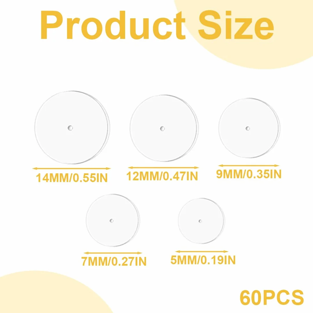 WeddHuis 60 sztuk anty-keloid krążek do piercingu krążka silikonowe zatyczki do kolczyków, 60pcs