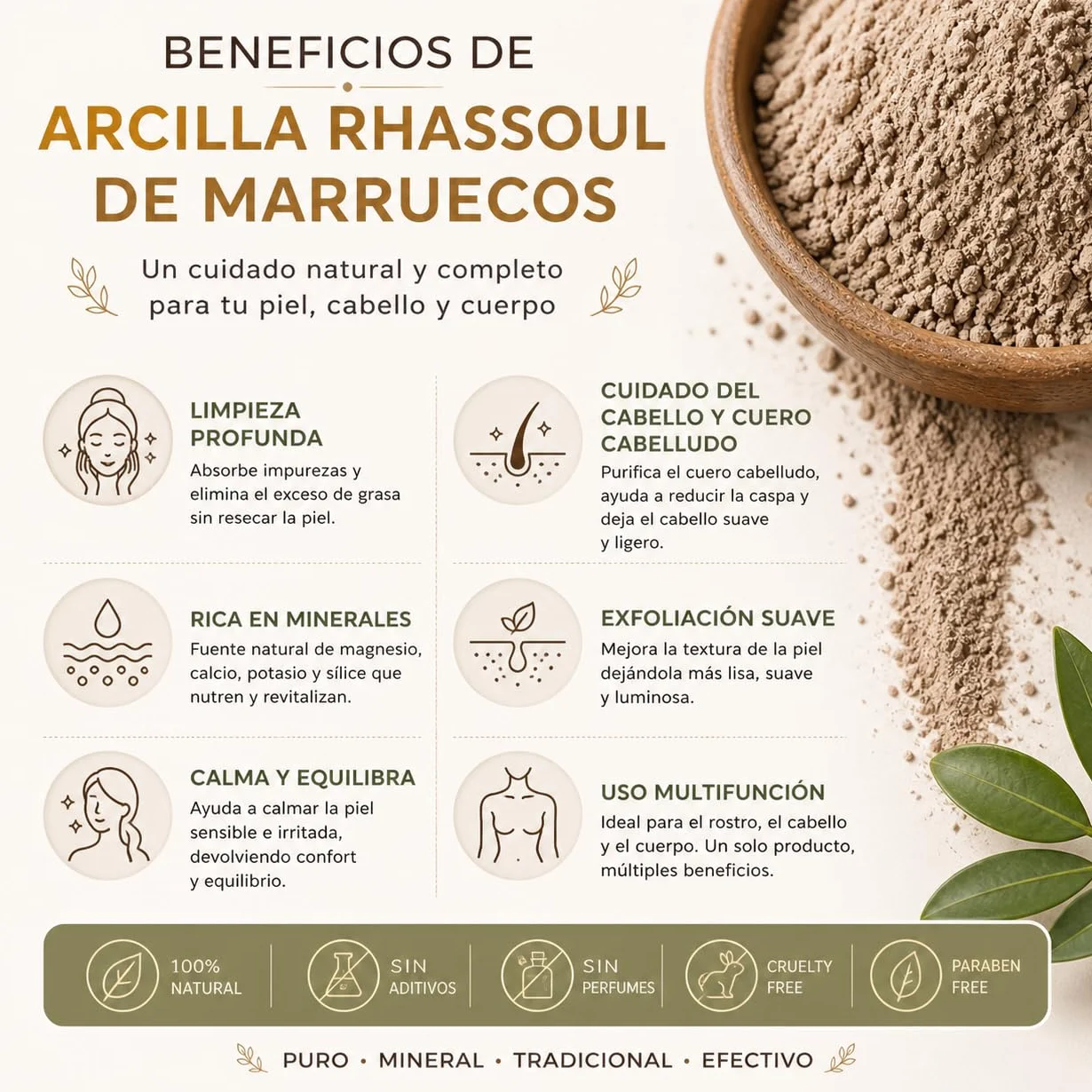 Ghassoul Rhassoul Clay Powder 100% Pure Moroccan Volcanic Lava Clay Natural Detox Face Hair Body Mask 100gr