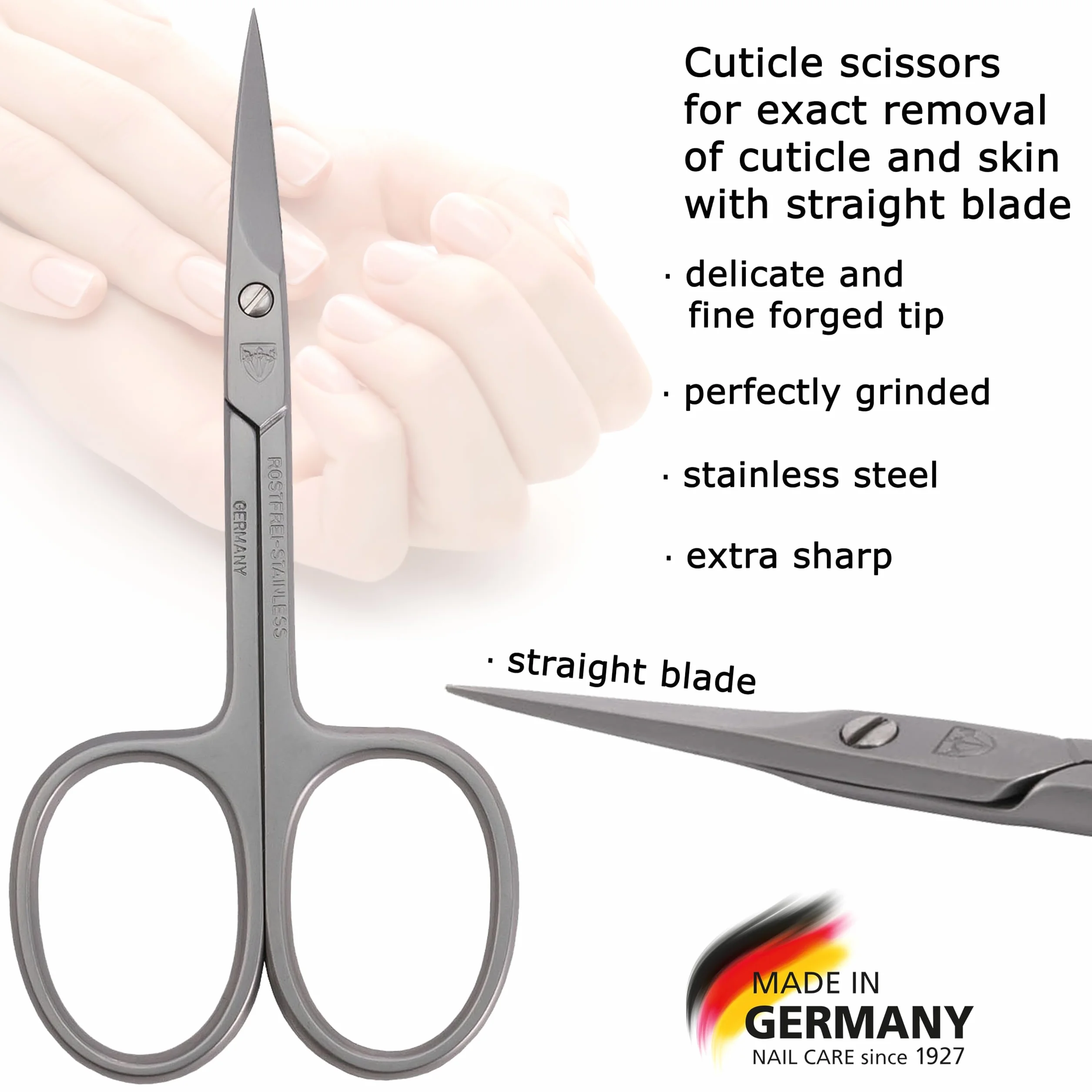 Tres Espadas - Nożyczki do manicure prostego naskórka, stal nierdzewna - Made in Germany