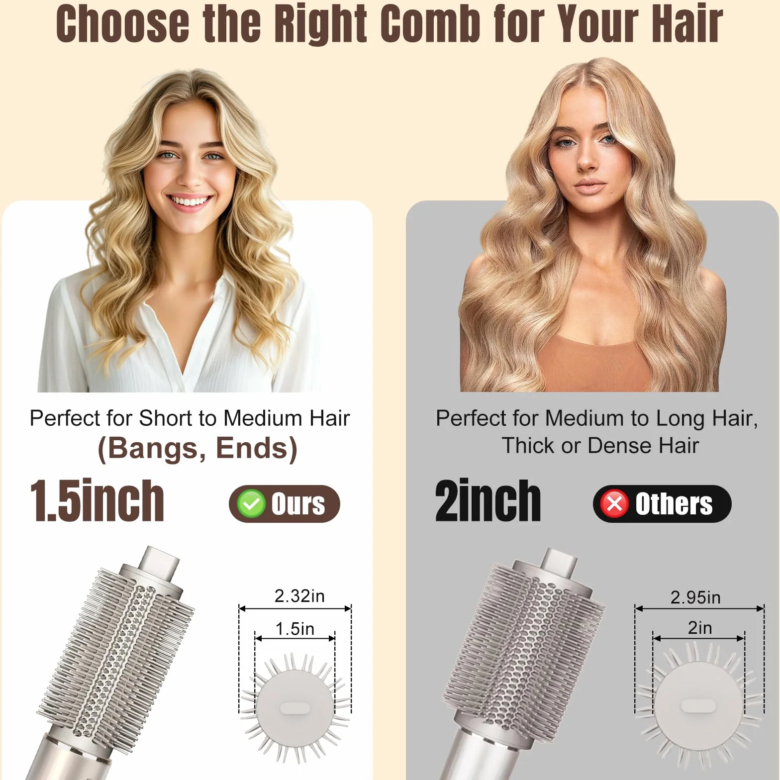 Okrągłe nasadki szczotkowe Volumizing do Shark Flex Style HD400 Series (HD430/HD432/HD435/HD440), ulepszona szczotka do szczotek do miękkich i płaskich włosów